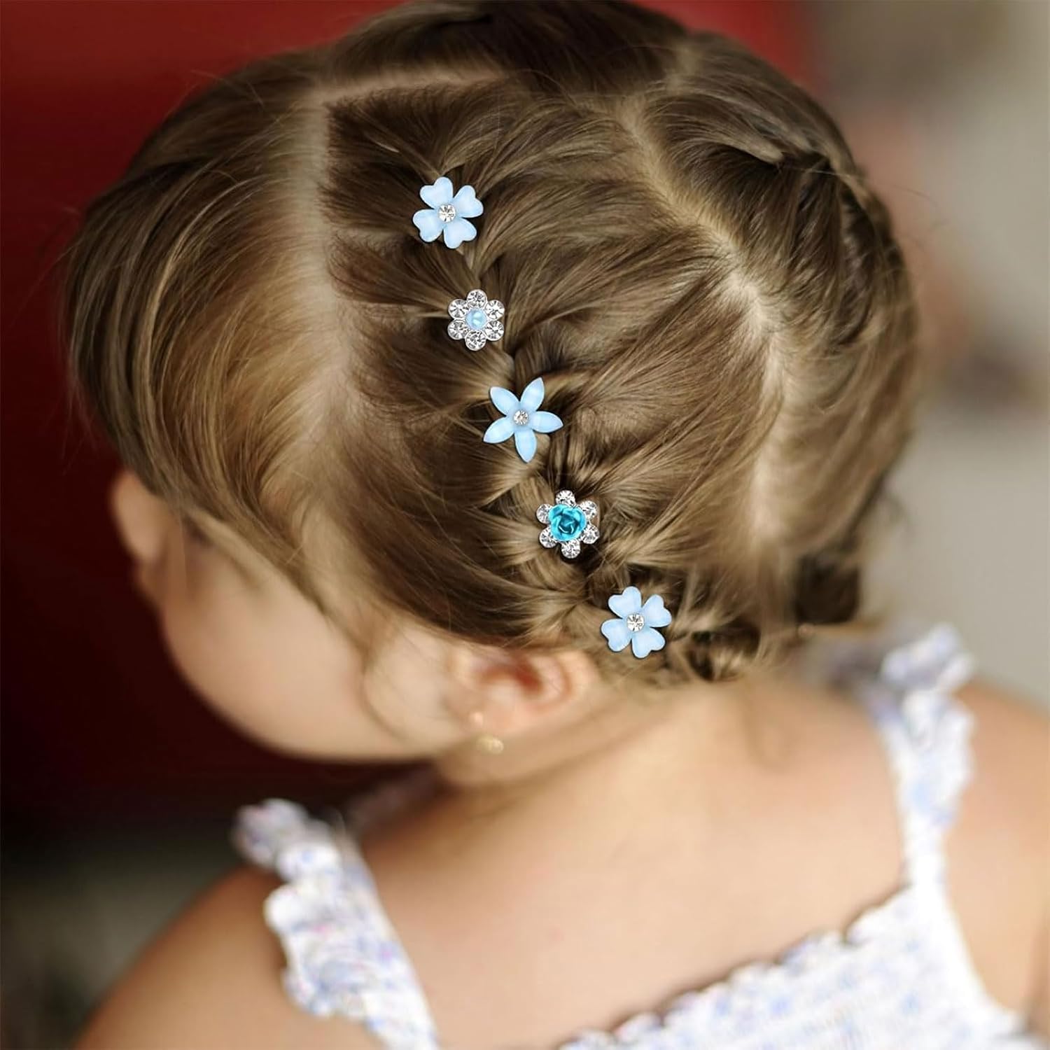 Pinces à cheveux - lot de 20 - mini fleurs strass métal, mariage, barrettes