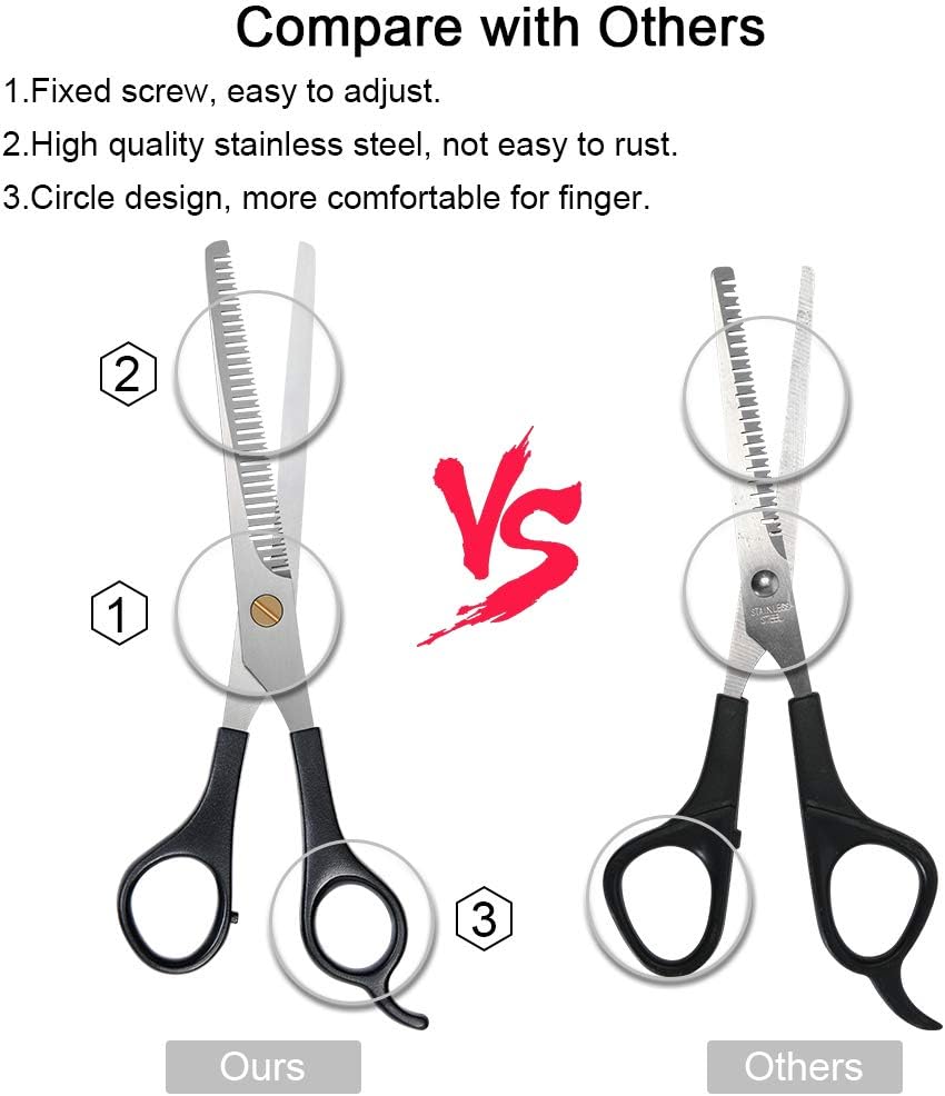 URAQT - Ciseaux de coiffure professionnel - 17,2cm - acier inox, peigne inclus