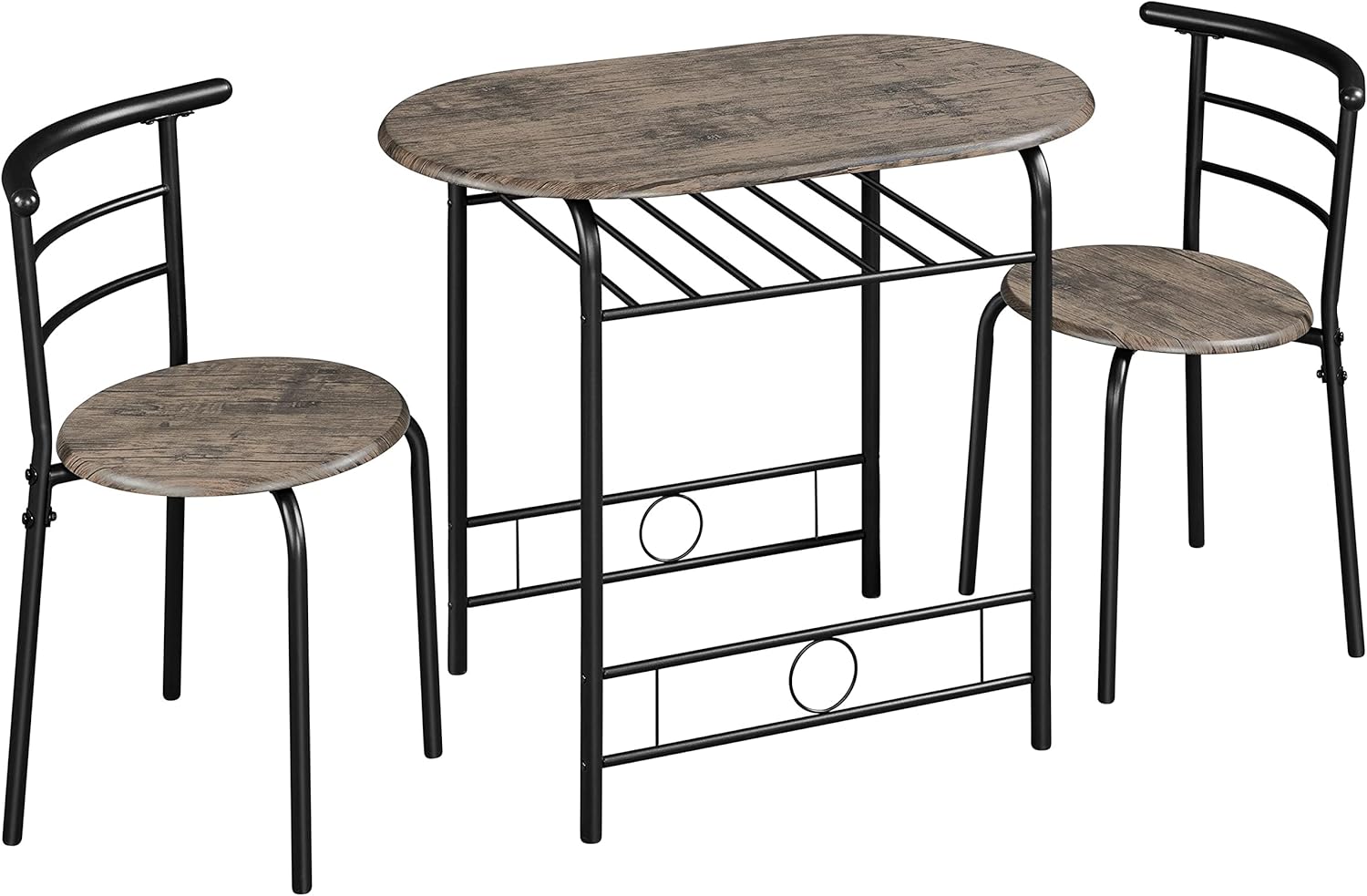 Yaheetech - Table ronde + 2 chaises - 90x53x75,5 cm - Bois métal compact