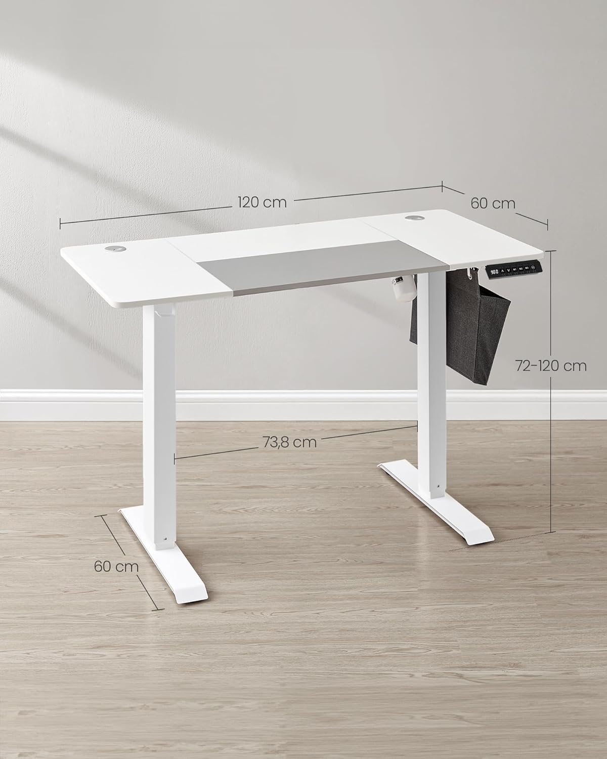 SONGMICS - bureau électrique assis-debout, 120x60 cm, 4 mémoires, LSD015W02