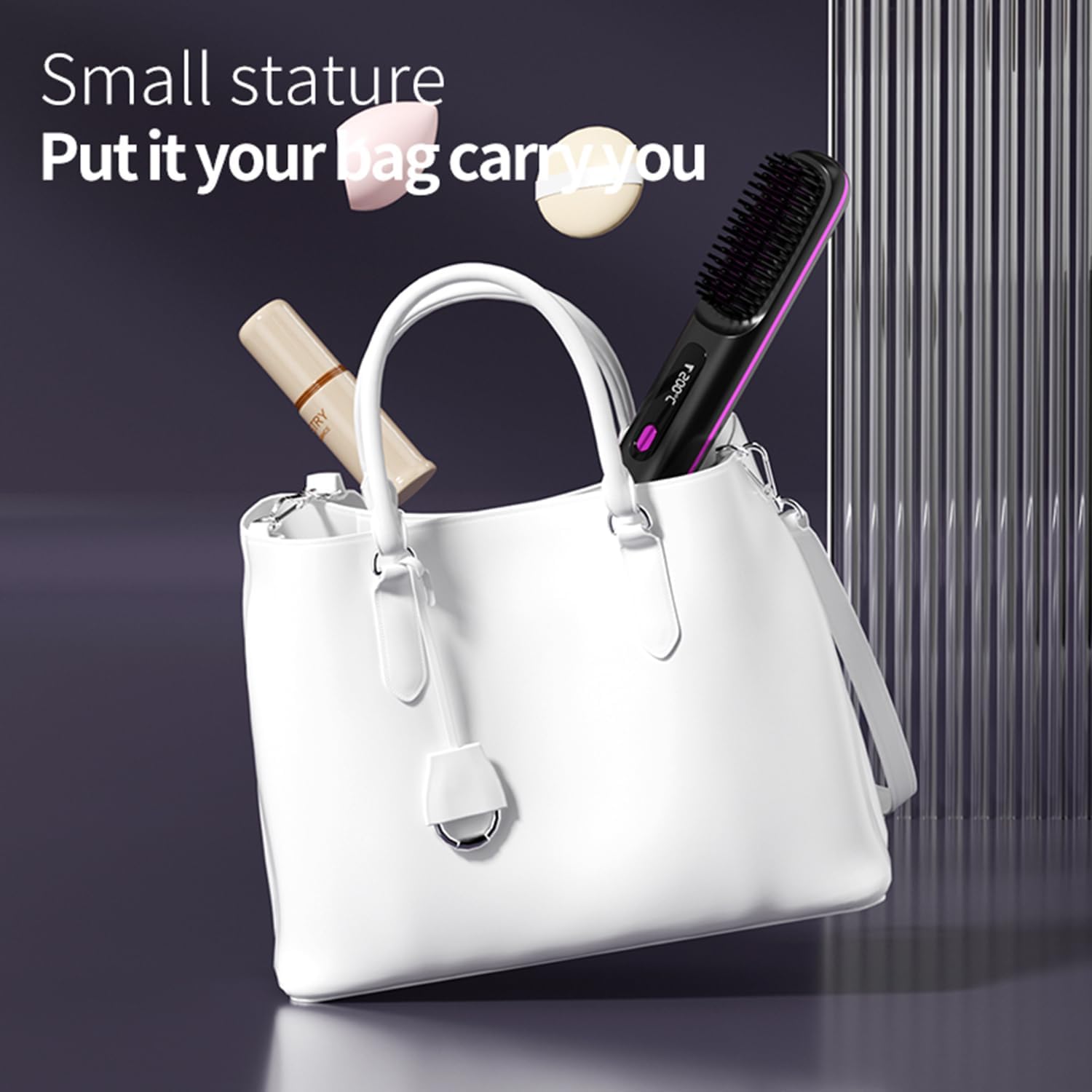 Go Brush Pro - Mini brosse à lisser sans fil, 2000mAh, écran LCD