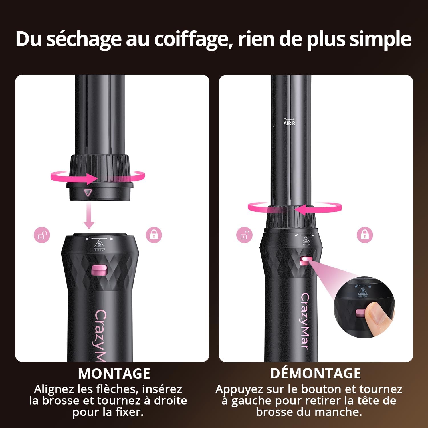 Brosse soufflante 7 en 1 - multifonction, ionique, 110 000tr/min