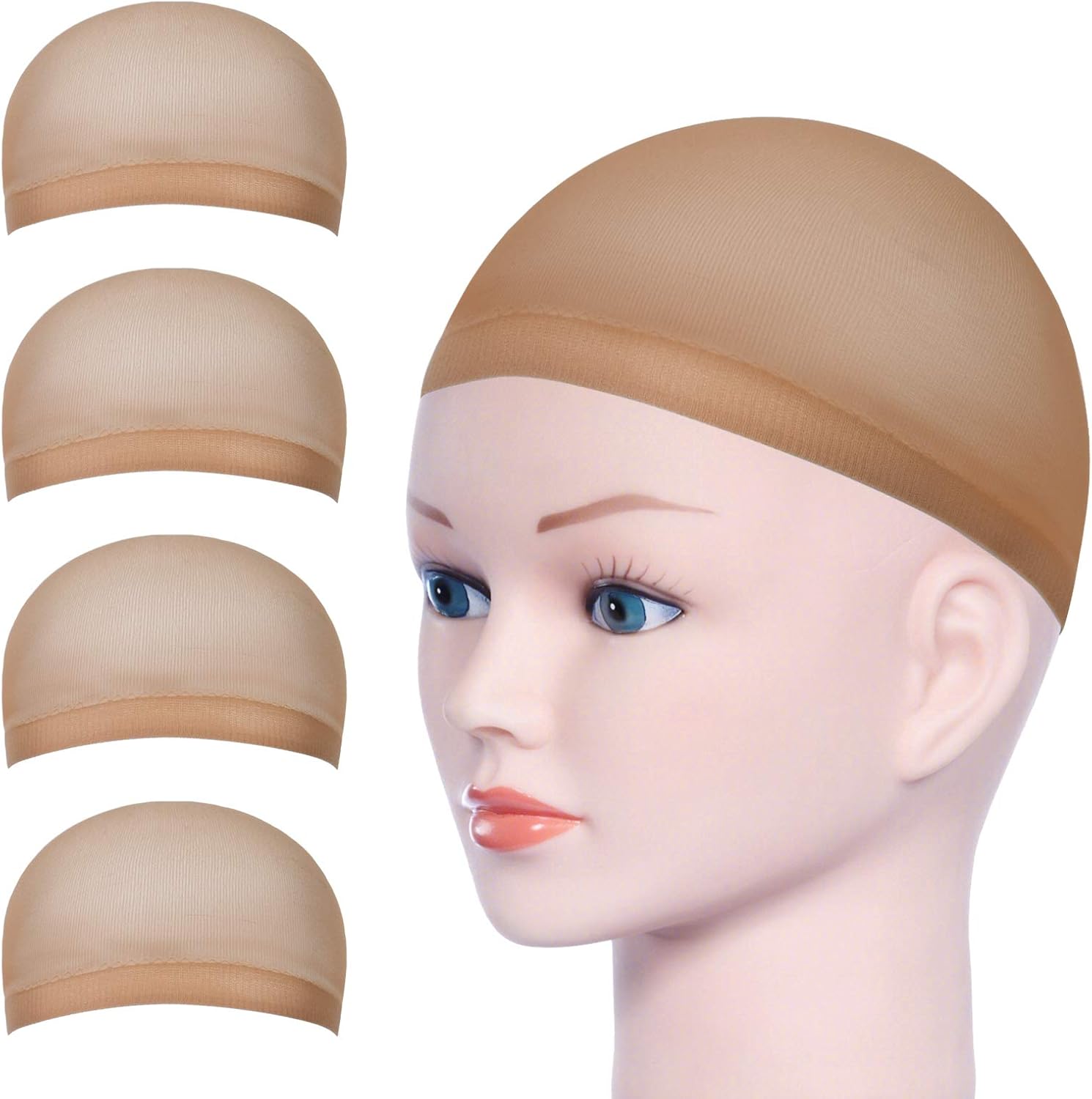 URAQT - bonnet filet pour perruque - 4 pcs - unisexe, nude et noir