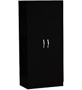 Vida Designs Riano Armoire à 2 portes, étagère noire et penderie en bois, meuble de rangement pour chambre à coucher
