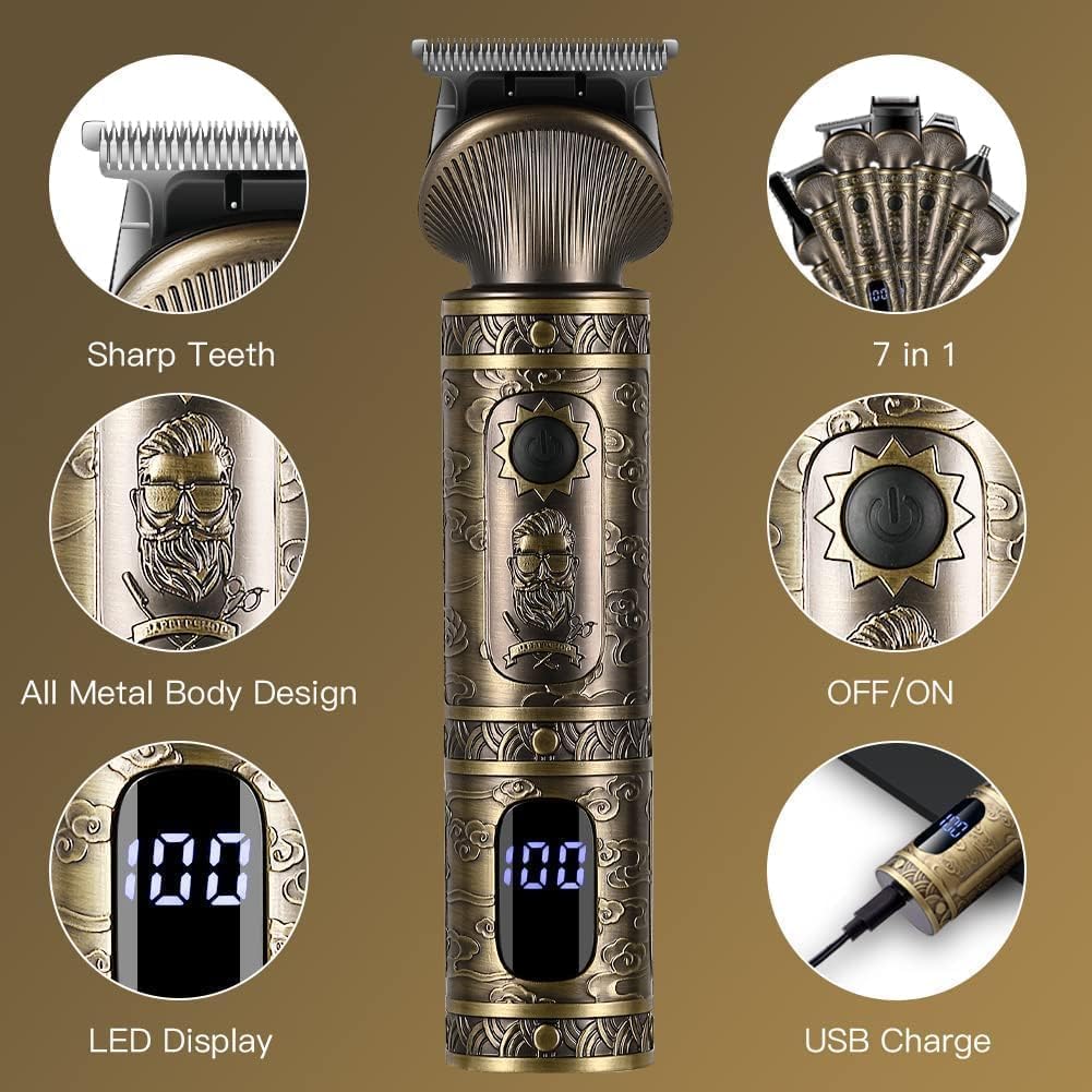 Surker - Tondeuse barbe 7en1 - lame T, coupe 0mm, précision