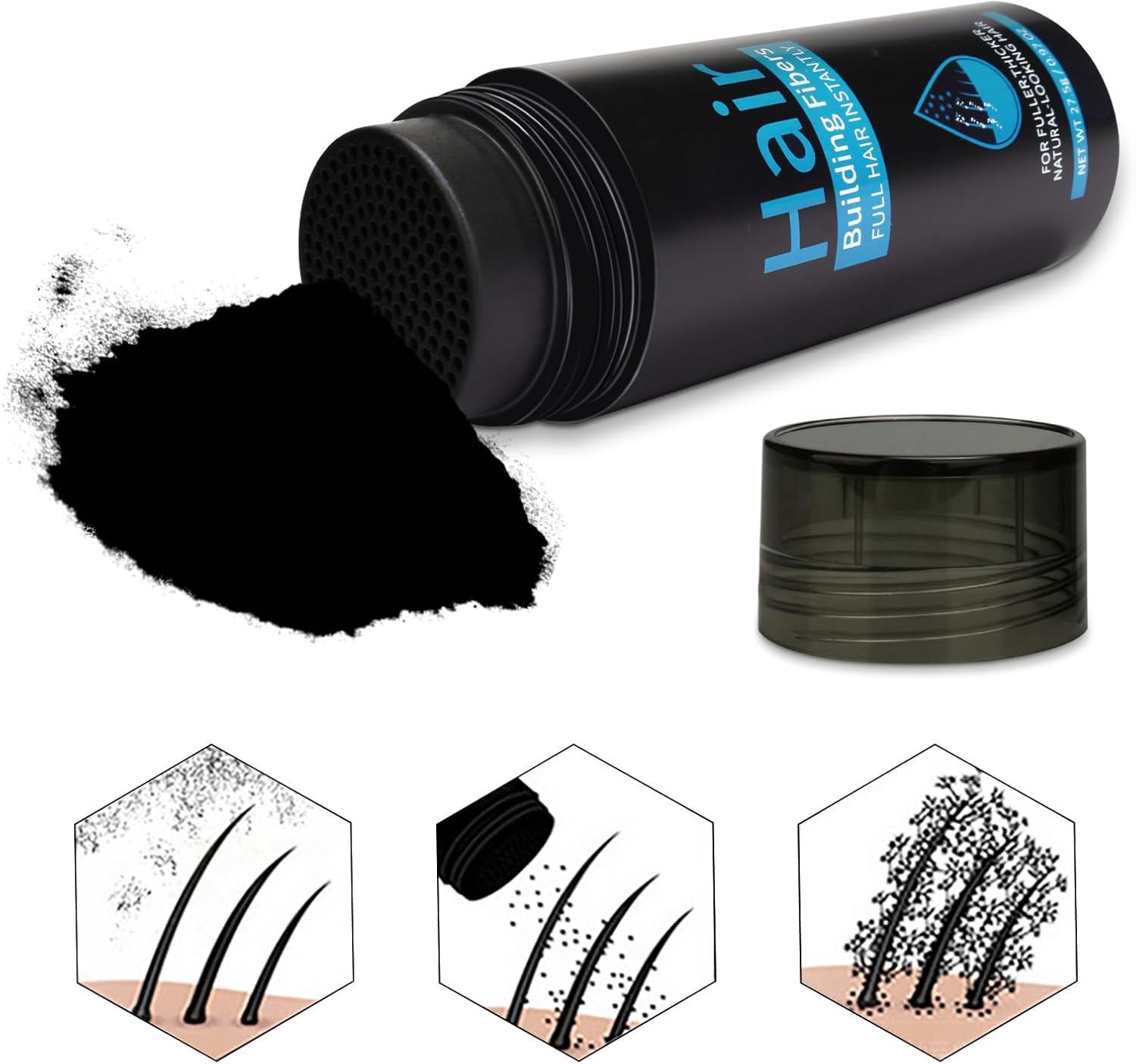 Fibres capillaires densifiantes - kératine - effet volumateur, pour hommes et femmes, brun moyen