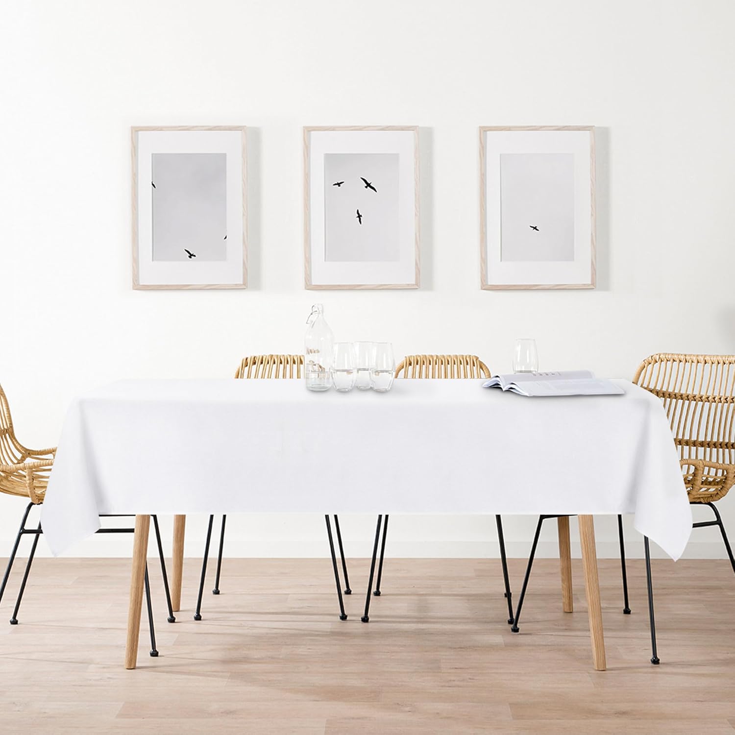 DWCN - nappe aspect lin - 135x300cm - lavable, imperméable, anti-tache