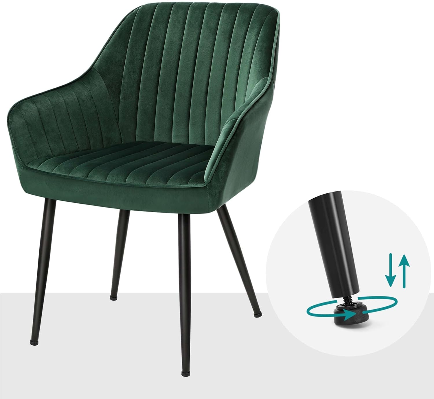SONGMICS - Chaise salle à manger, lot de 2, velours, accoudoirs, métal, 120kg, LDC087C02