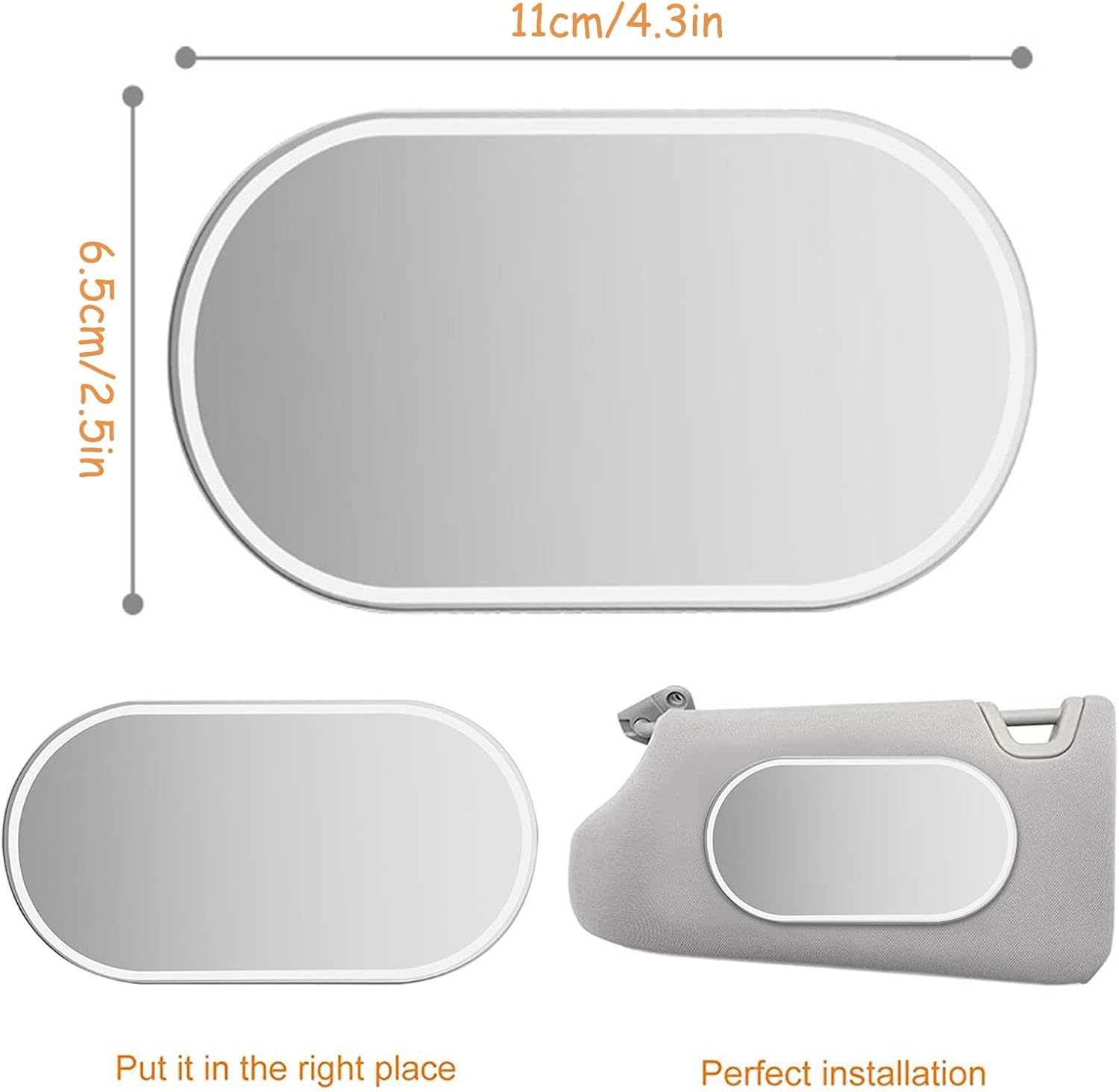 Miroir cosmétique universel - format portable - intérieur voiture - pare-soleil, siège, miroir courtoisie
