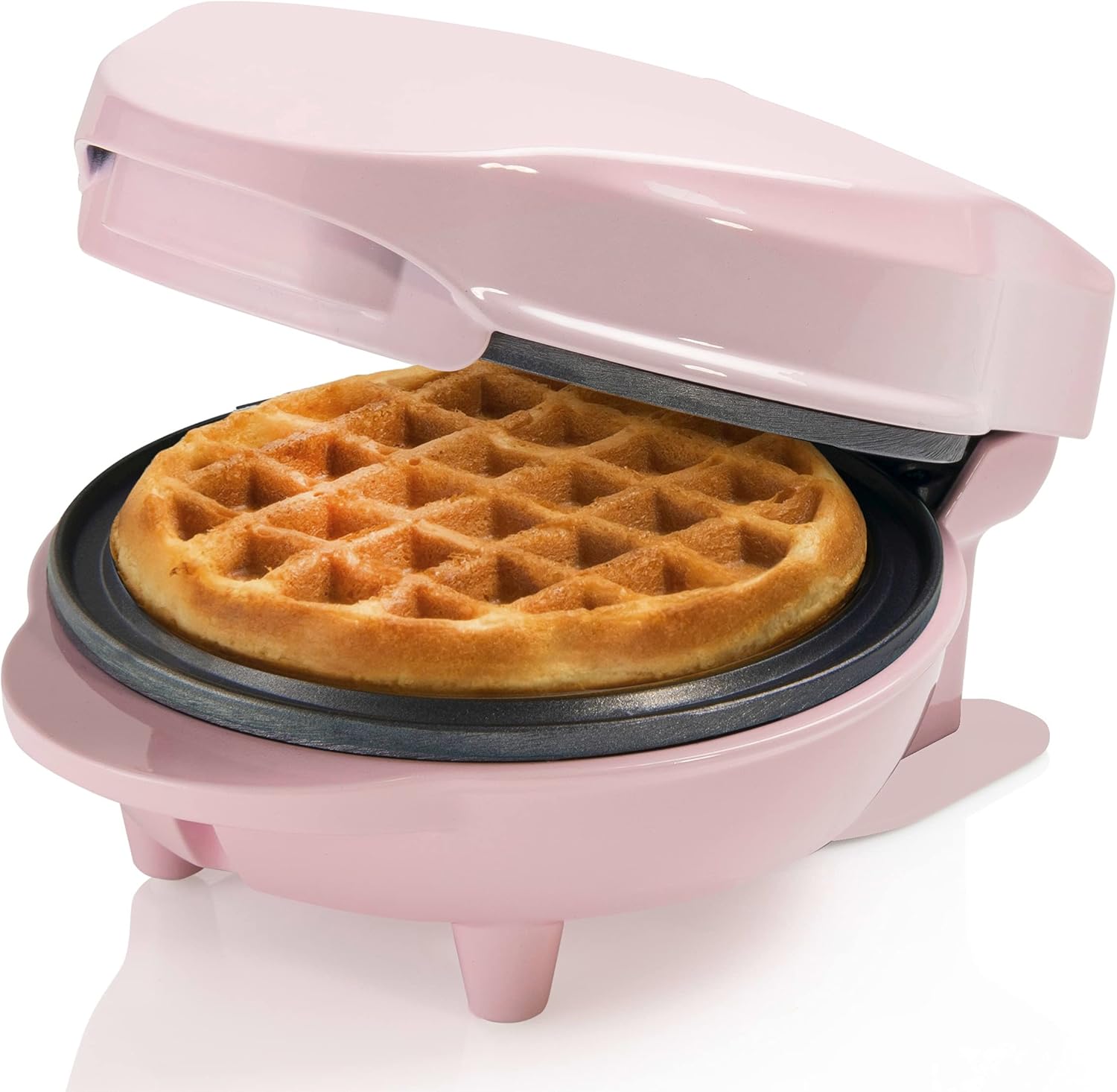 Bestron - Mini gaufrier rétro, revêtement antiadhésif, rose, compact