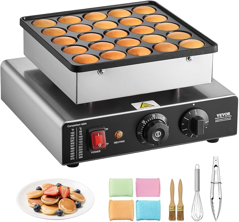 VEVOR - Mini crêpière 25pcs 43mm - inox, contrôle température