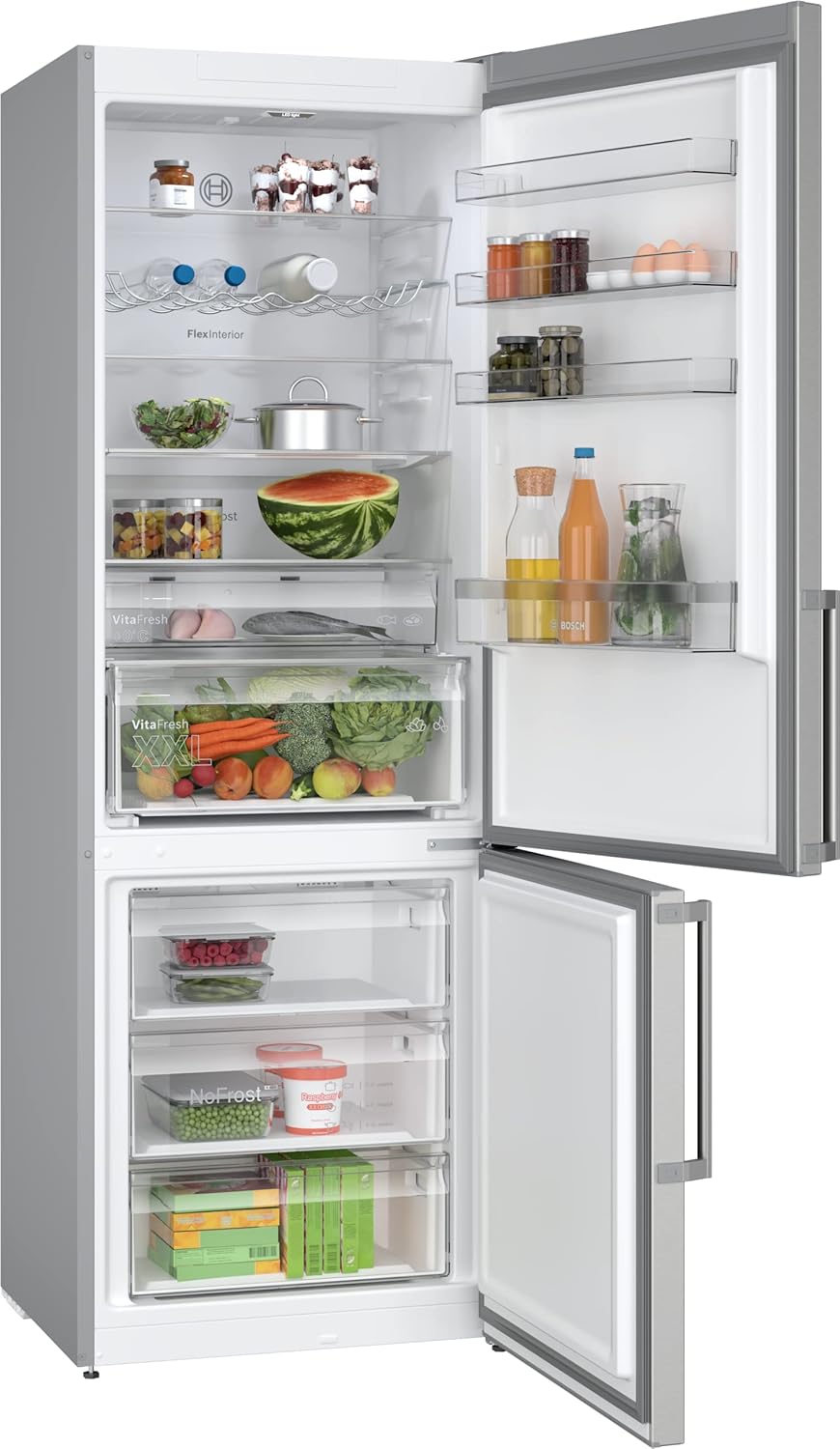 Bosch - combiné Série 4 - 203x70 cm - 440L inox anti-traces KGN497ICT