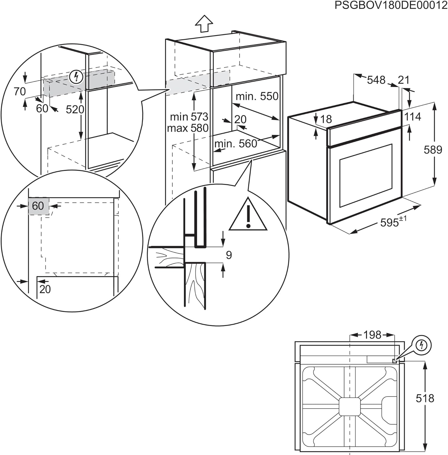 AEG - Four multifonction série TU5 - 72L - Aqua Clean, 7 programmes, TU5AB20WSK