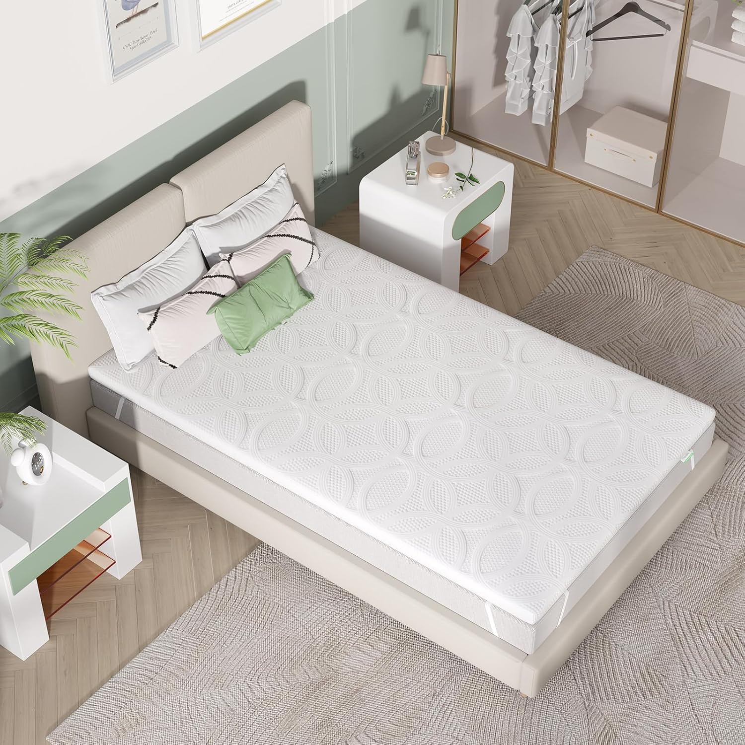 Novilla - surmatelas gel mémoire de forme - 80x200 cm - 7,5 cm, housse lavable, antidérapant