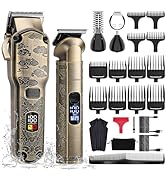 Hatteker Tondeuse à cheveux professionnelle pour hommes Set de tondeuses à barbe et à cheveux T-B...