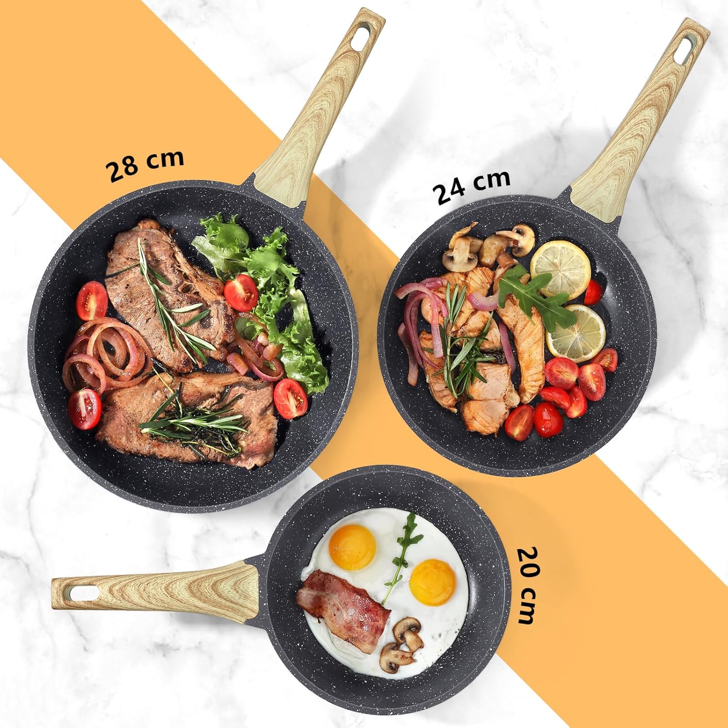 GiPP - poêle à frire granite - 24cm - antiadhésive, induction, sans PFAS/PFOA