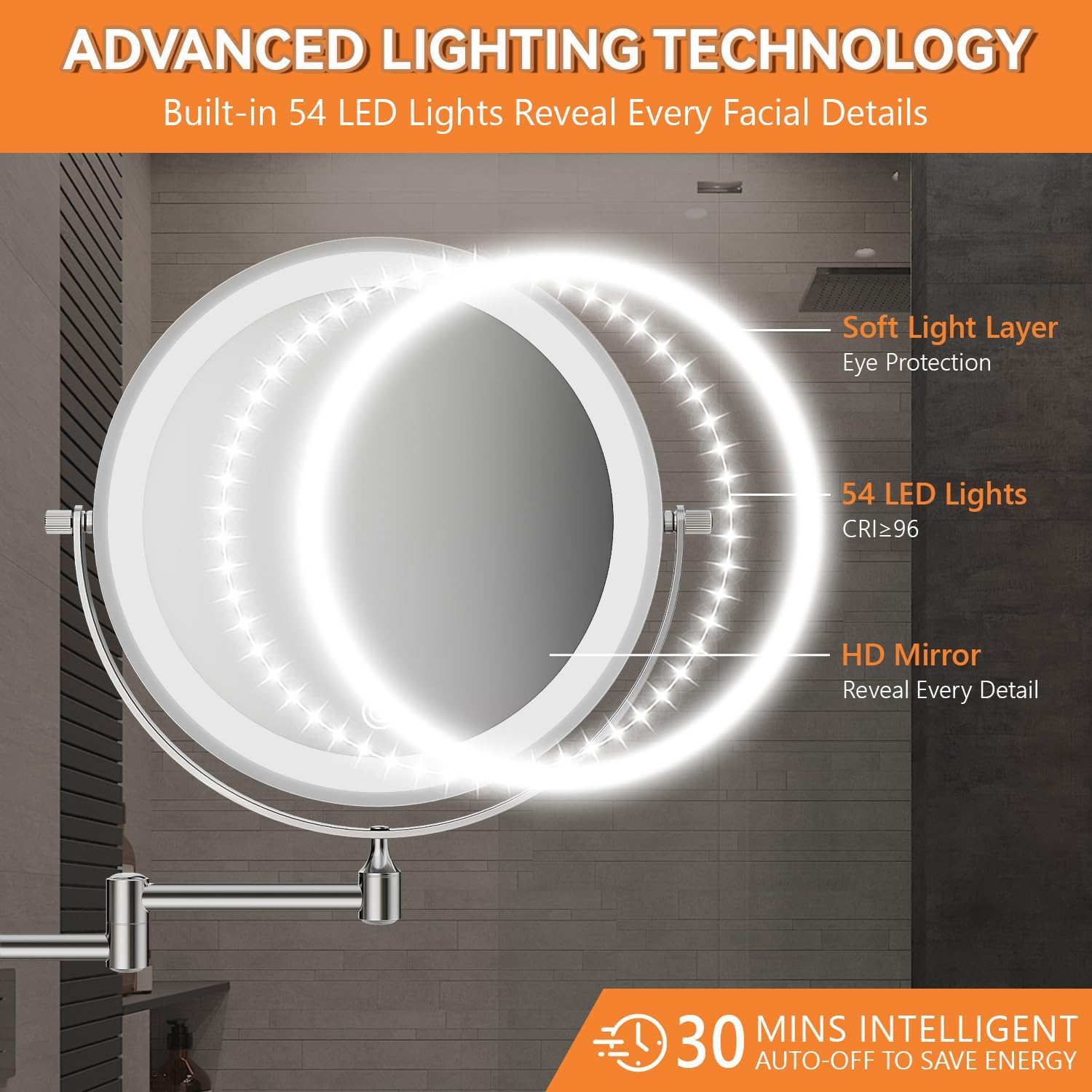 Auxmir - miroir mural LED 8