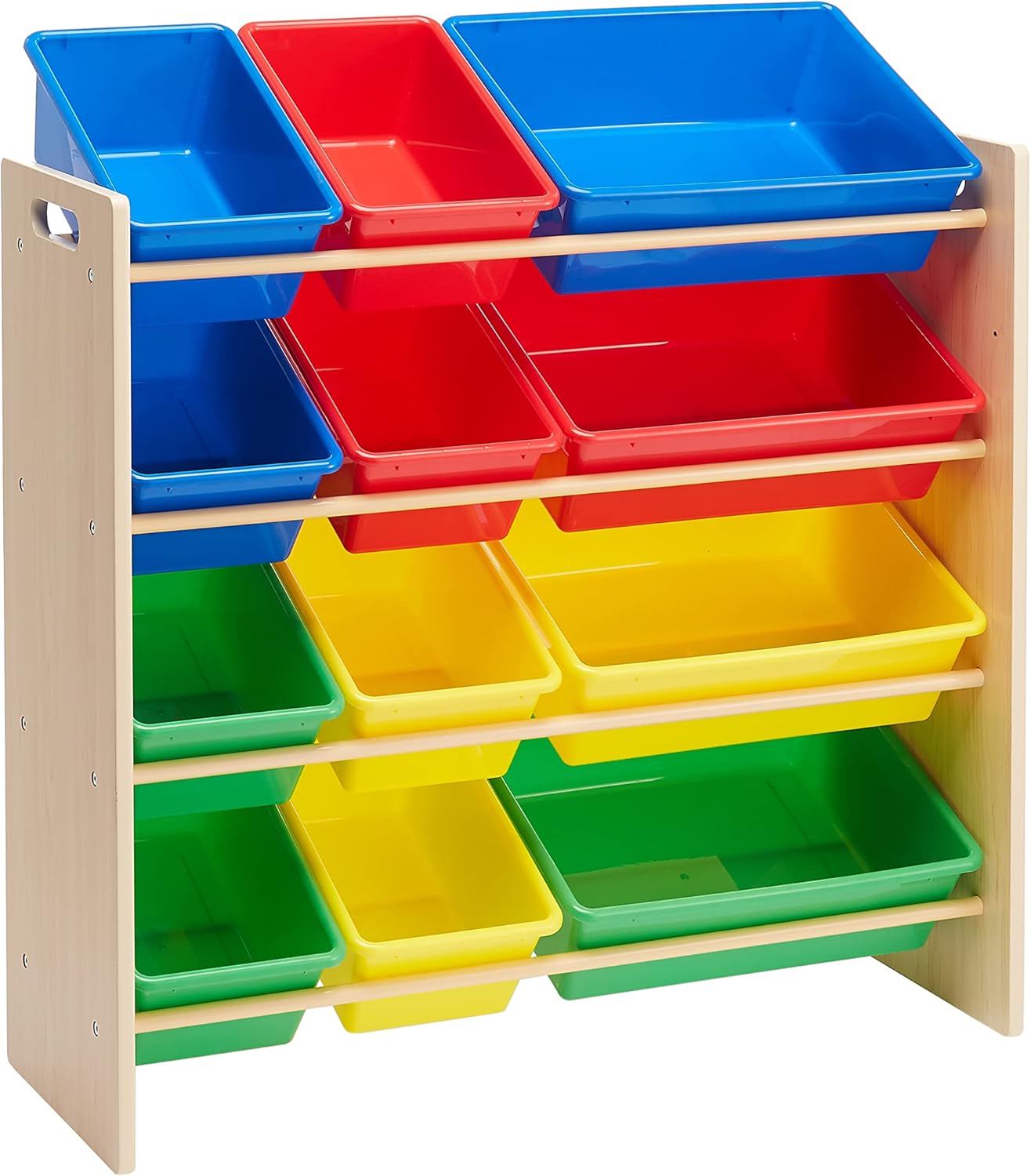 melyano Basics - rangement jouets bois, 12 bacs colorés, 33.6x31.1x10.9in