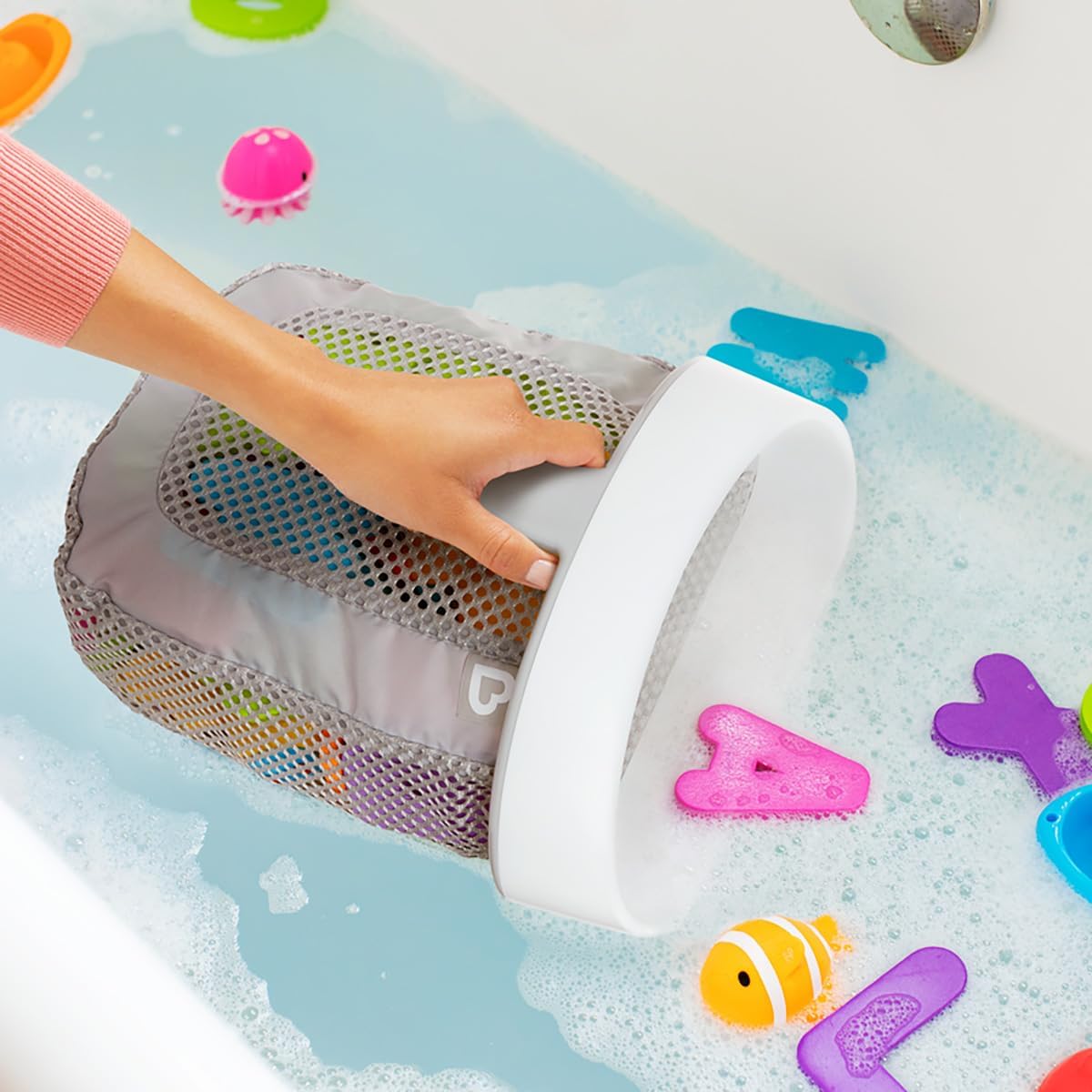 Munchkin - Super Scoop - panier et filet amovible - rangement jouets bain