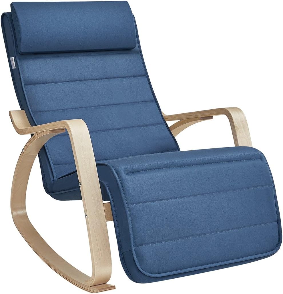 SONGMICS - fauteuil à bascule, bois, 121,5x67x84 cm, 150kg, LYY010QP01