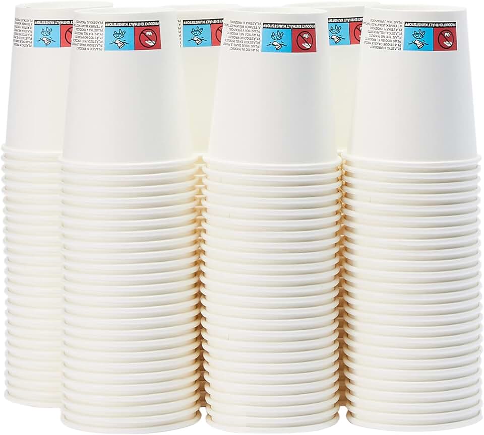 melyano Basics - Gobelets en carton - 207 ml - 150 unités, pour boissons chaudes, blanc