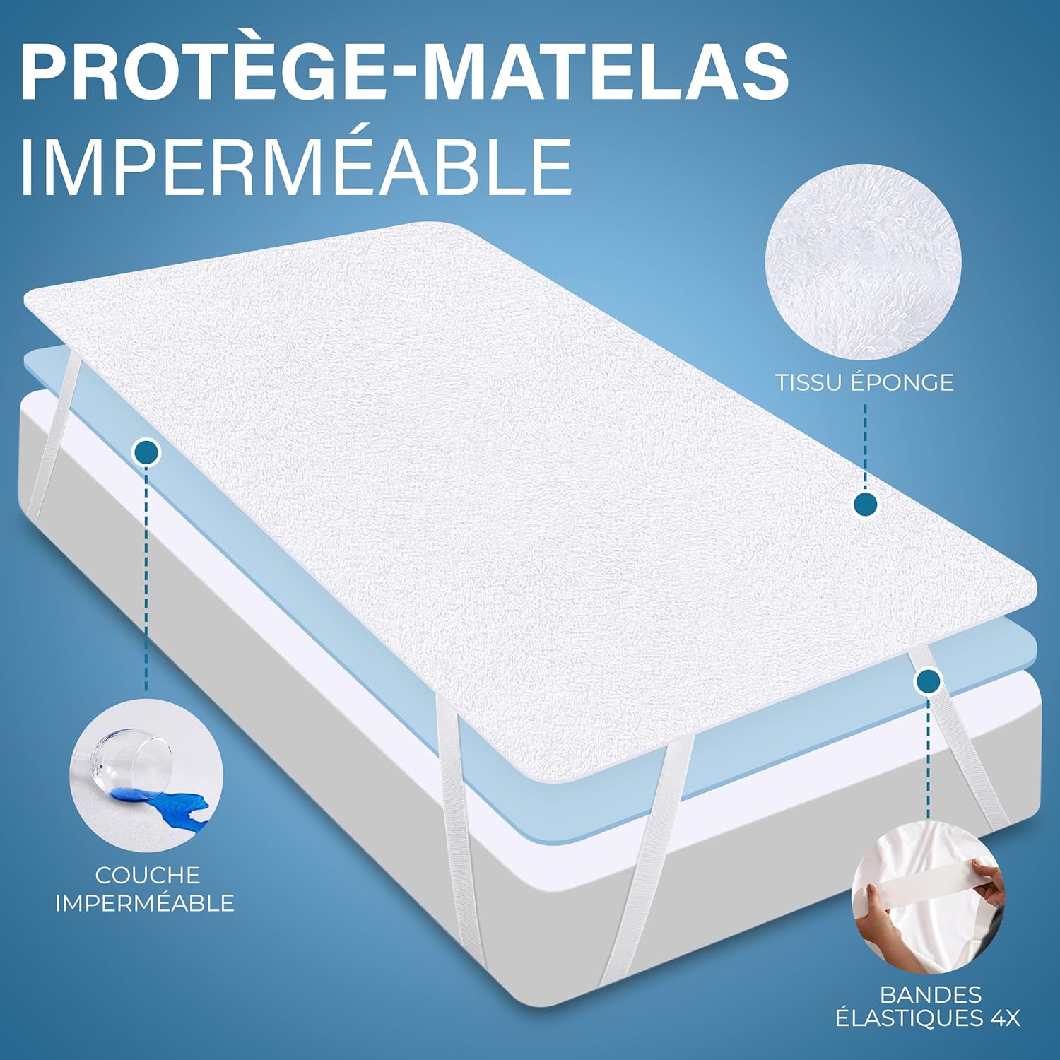 Utopia Bedding - Protège-matelas série Oeko-TEX - 150x190 cm - imperméable, 4 coins élastiques, respirant