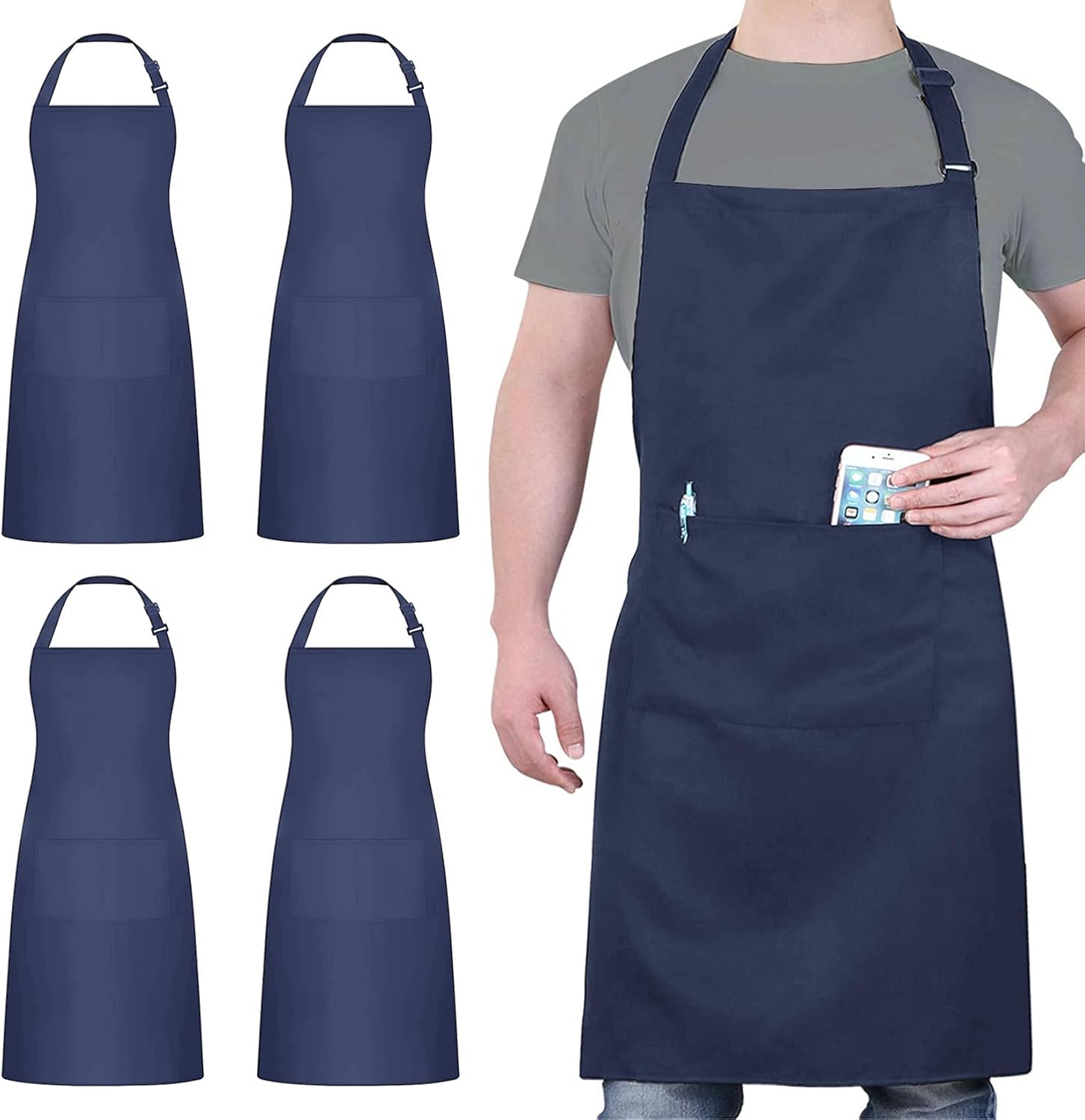 atopo - tabliers cuisine 4 pcs - réglables, 2 poches, étanches