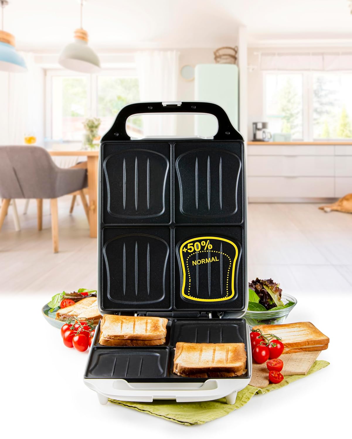 DOMO - croque famille XXL - 4 croques - 1800W, antiadhésif, blanc DO9064C