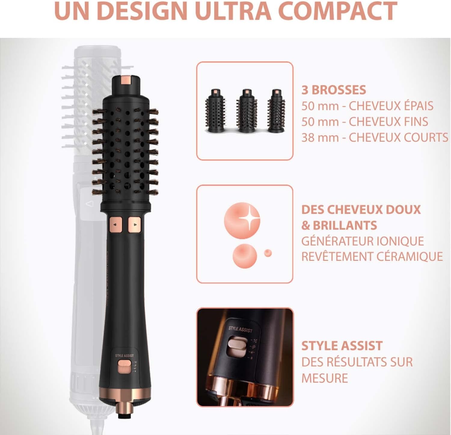 Rowenta - Ultimate Expérience - 3 brosses - réduit frisottis - CF9620F0