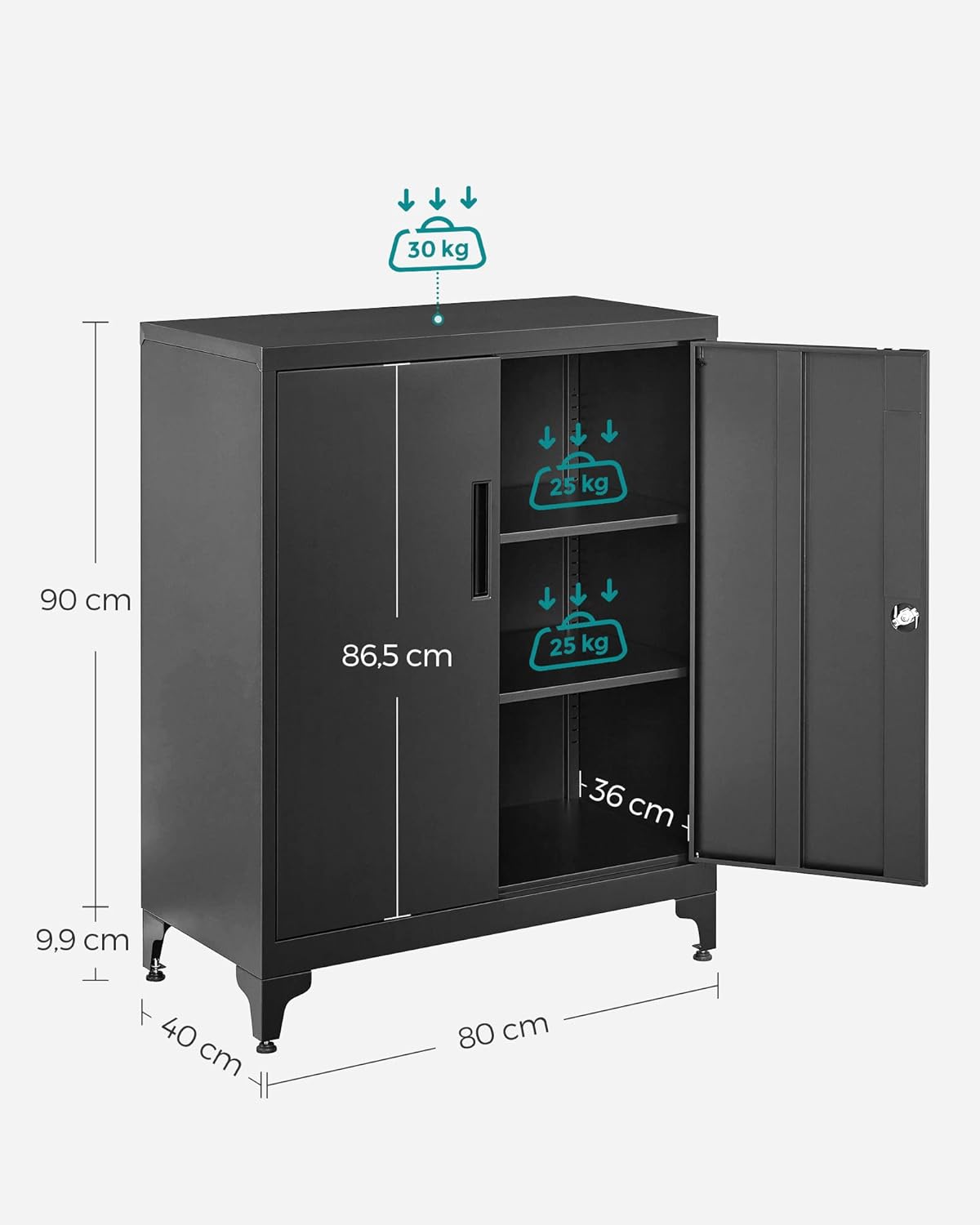 SONGMICS - armoire de bureau acier, 2 portes, verrouillable  OMC013B01