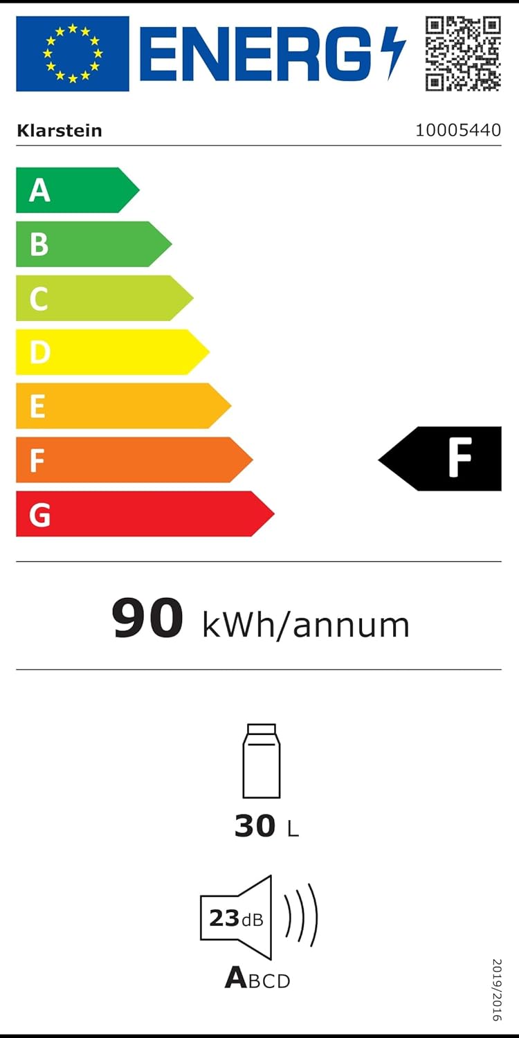 Klarstein - Frigo de chambre 32L - silencieux, étagères réglables, 12-18°C