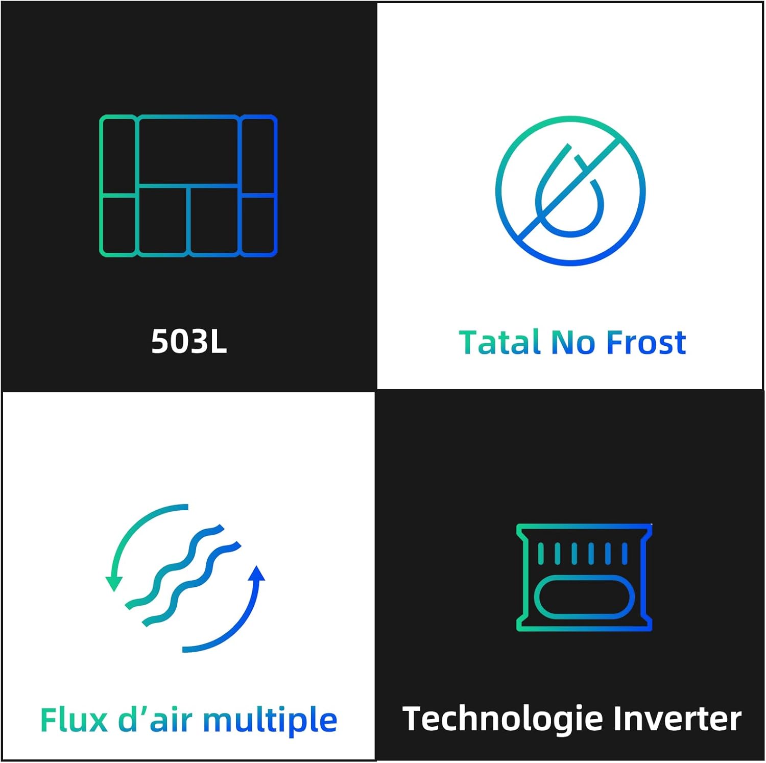 CHIQ - 503L - Inverter, No Frost, tactile, 177,5x85,3x69,8cm 