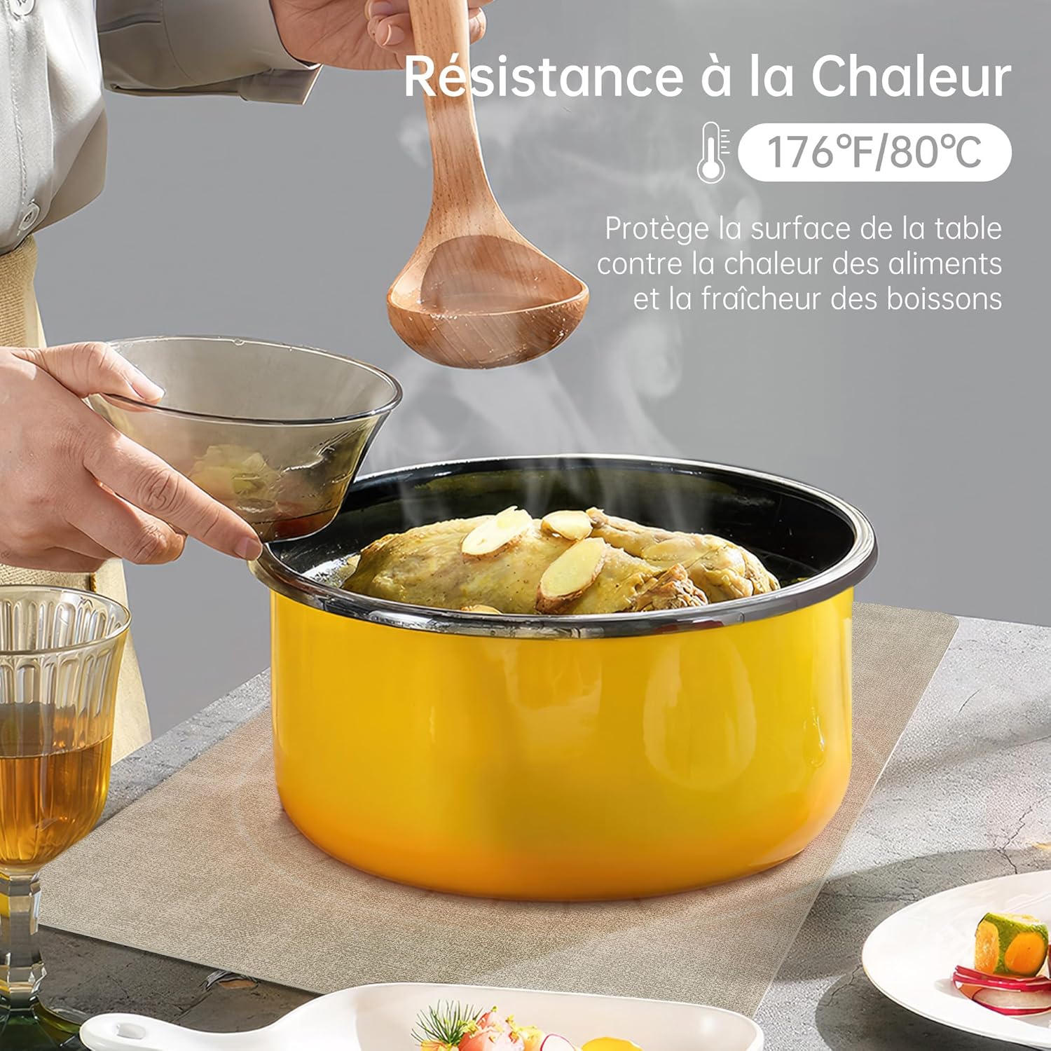 KitchenBoss - set de table double face - 43x30cm - lavable, lot de 6, beige/noir