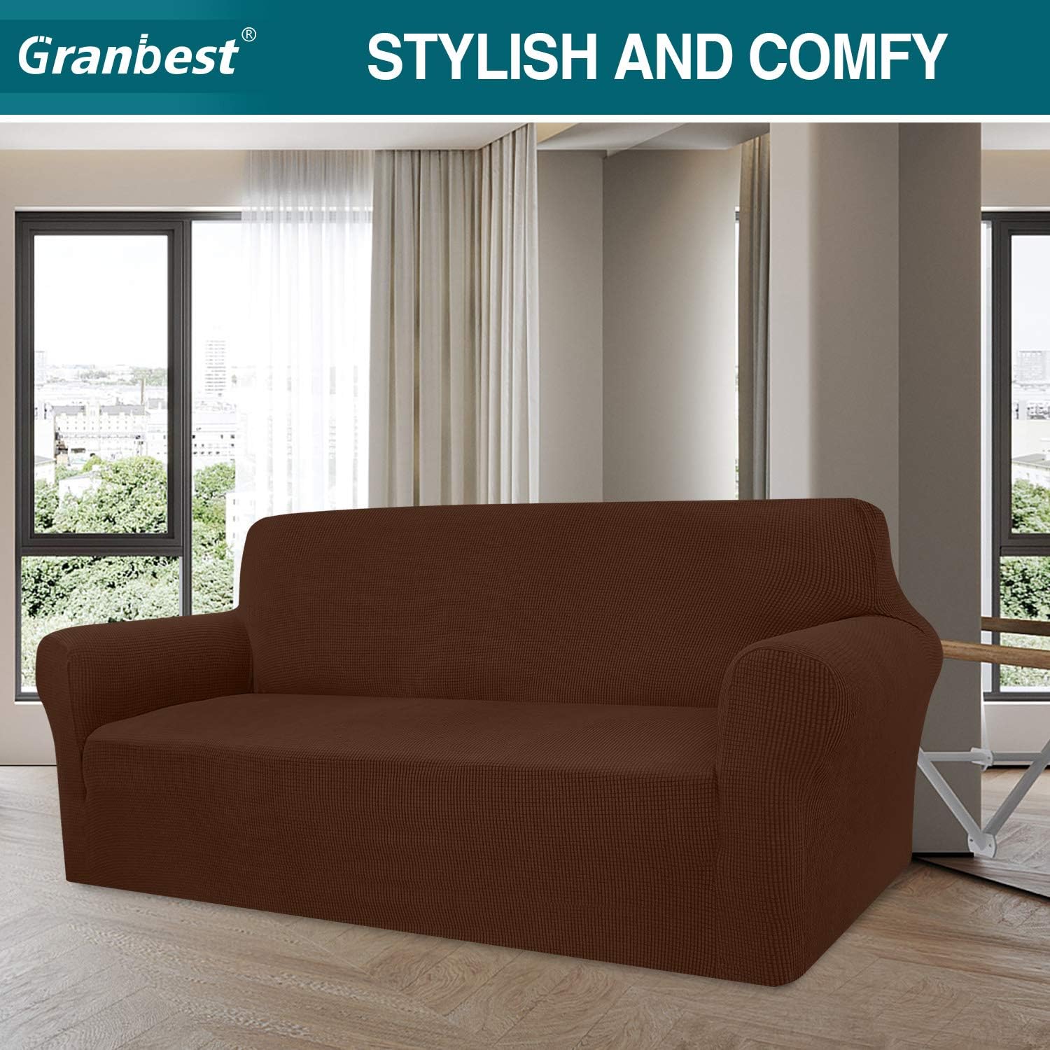 Granbest - housse canapé moderne jacquard 4 places, tissu élastique, protection animaux