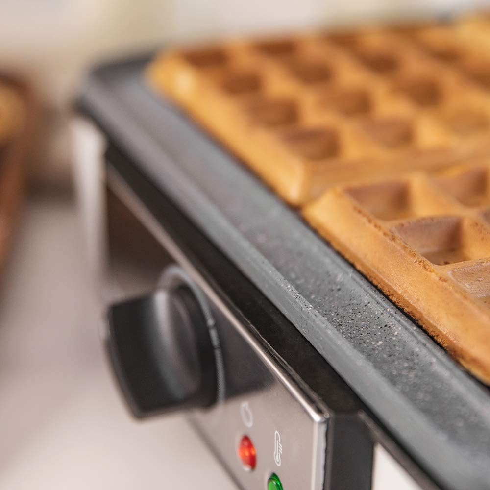 Cecotec - Fun Gofrestone 4Inox - 4 gaufres, inox, 1200W, température réglable