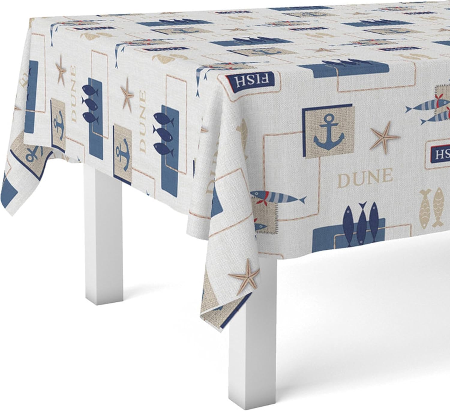Nappe en toile cirée rectangulaire - Sea Bleu - 260x140 cm - anti-taches, imperméable