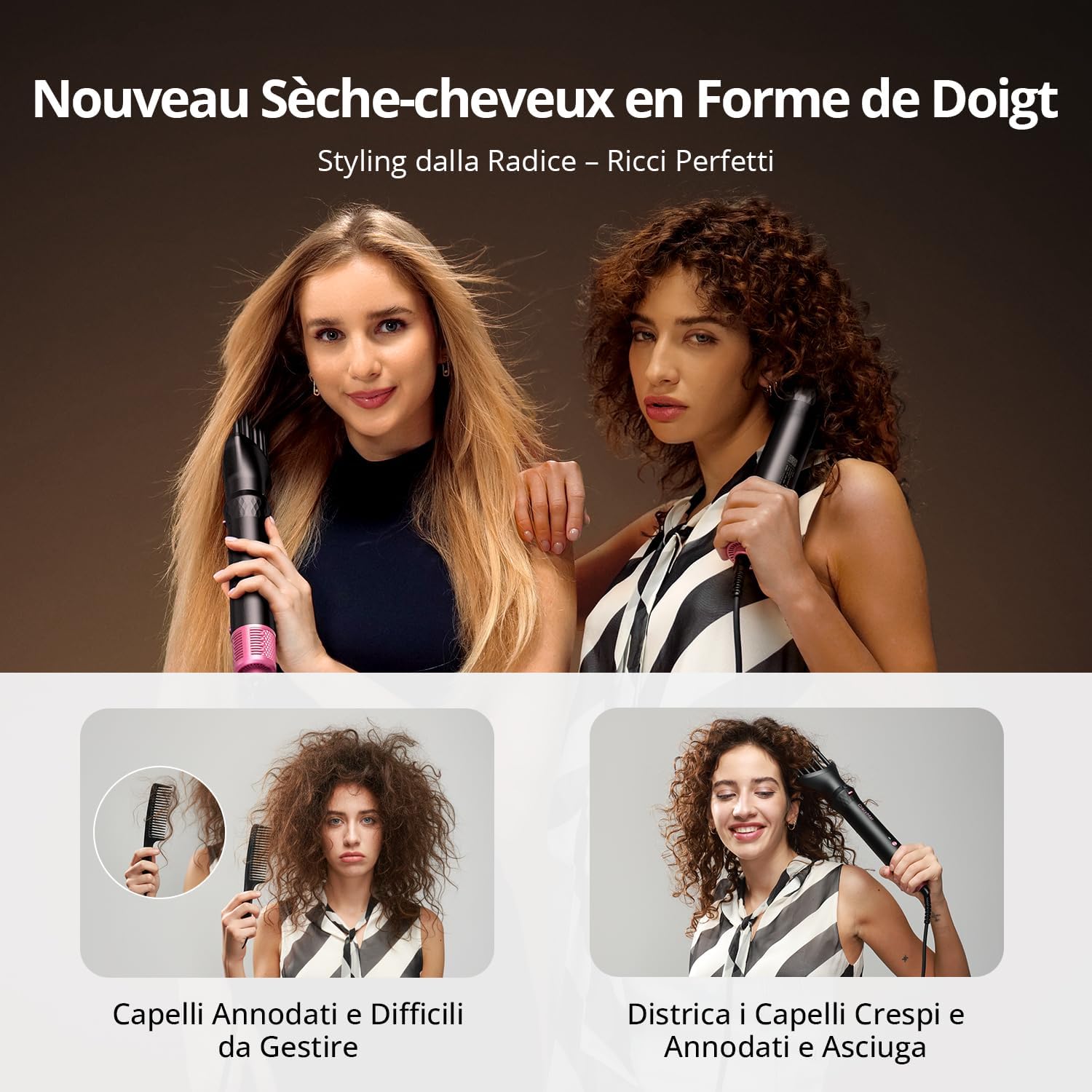 Brosse soufflante 7 en 1 - multifonction, ionique, 110 000tr/min