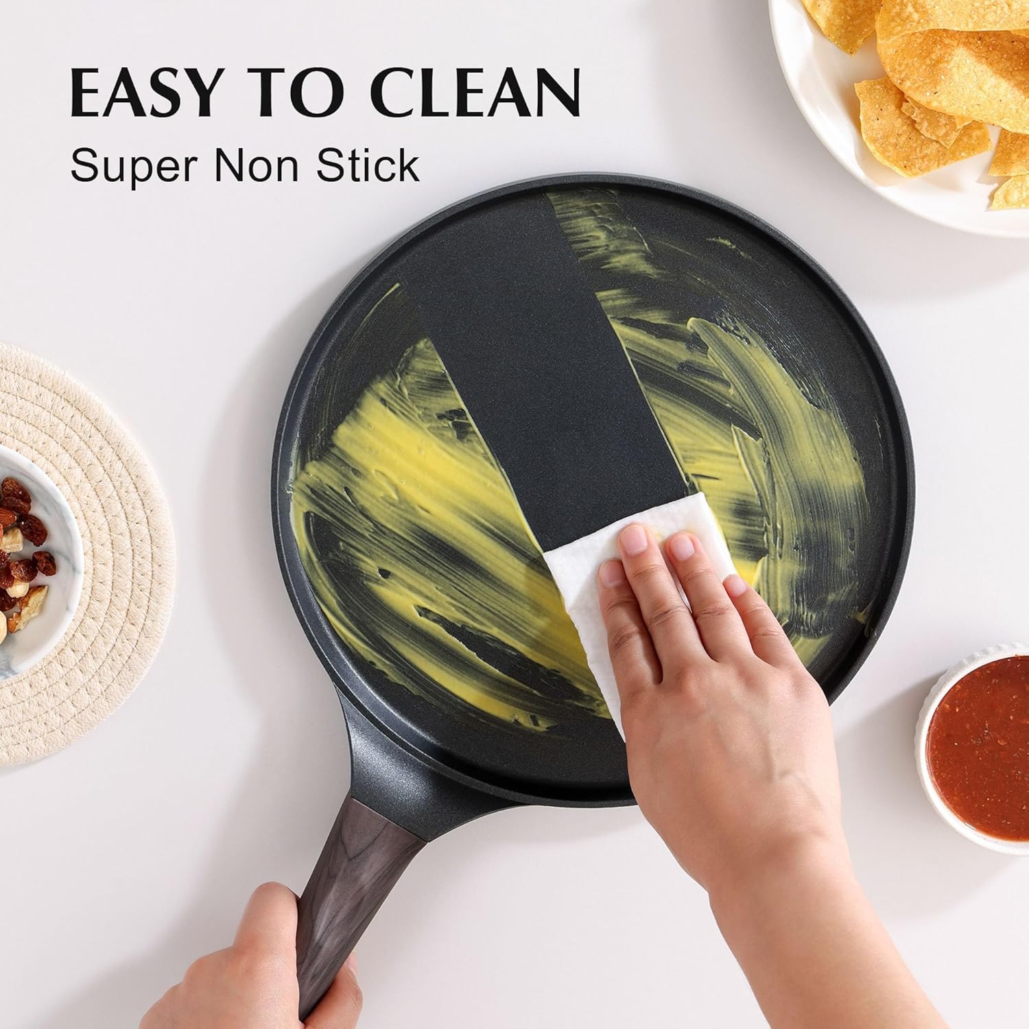 SENSARTE - Poêle à crêpes 26cm - antiadhésif granit, induction, poignée ergonomique