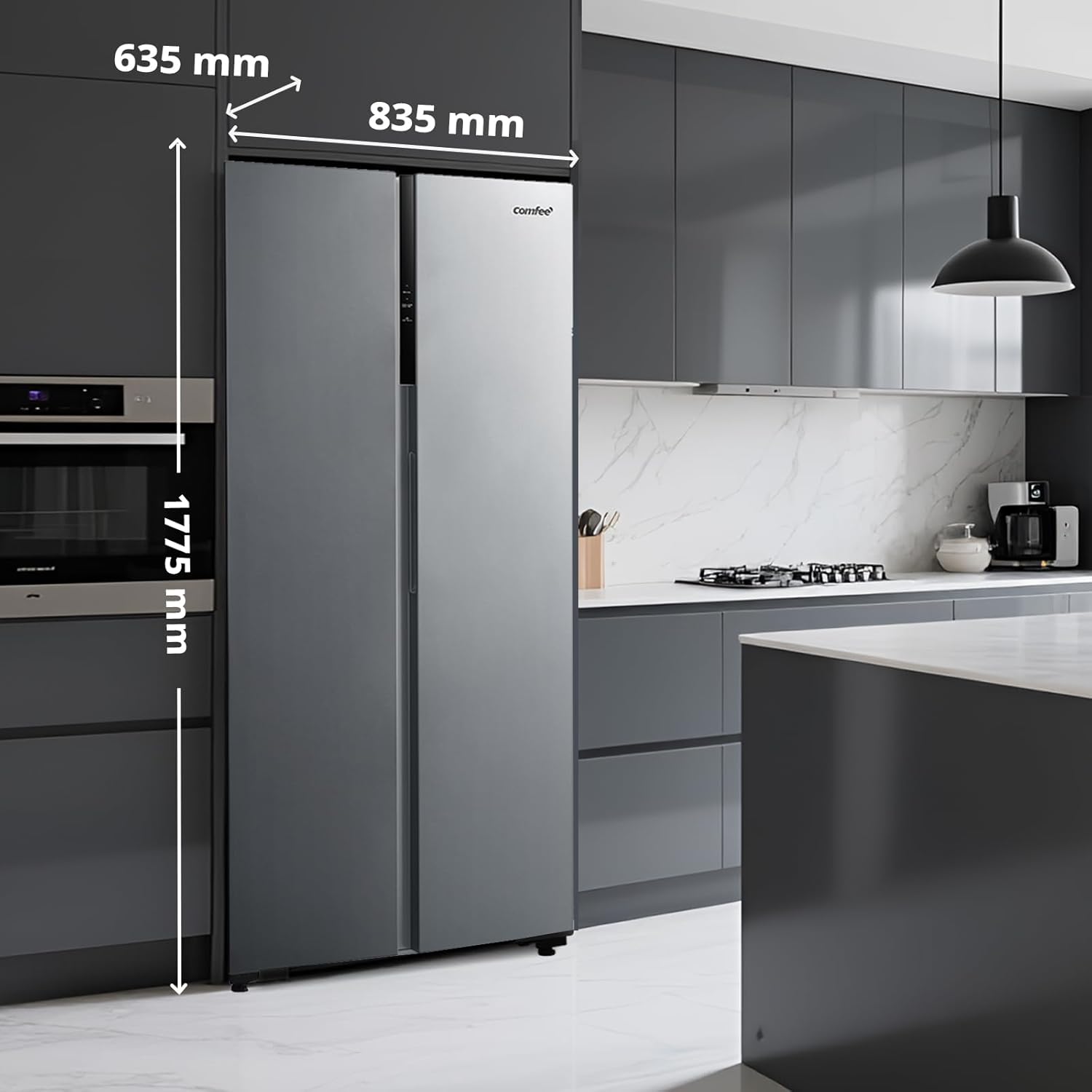 Comfee' - Réfrigérateur américain série Inox, 177,5cm, No Frost, 460L, RCS609IX2
