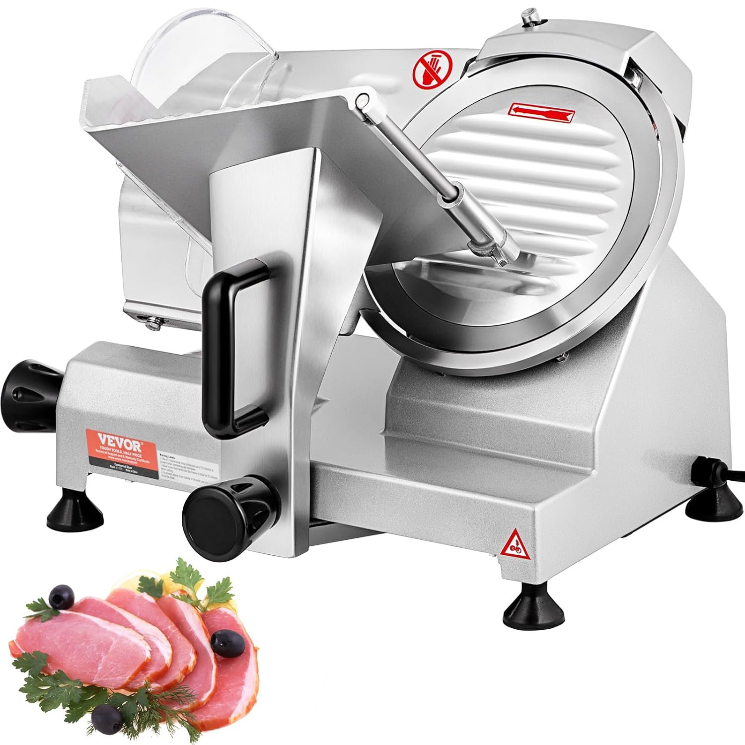 VEVOR - Trancheuse électrique 200 W, lame 203 mm, inox/aluminium, 350-400 tr/min