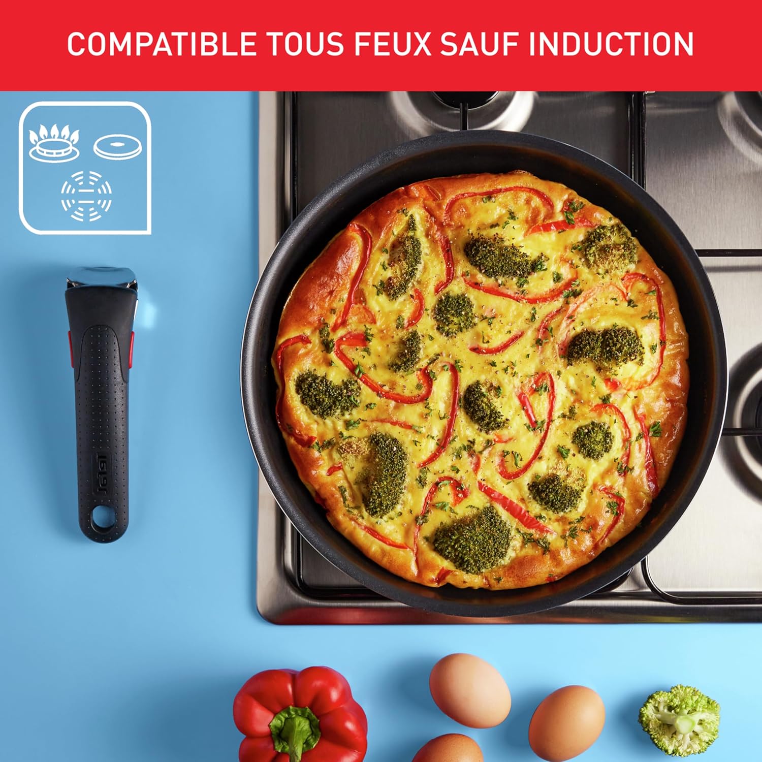 Tefal - Ingenio Easy On - Batterie 13 pièces, poignées amovibles, empilable, antiadhésif, sans induction, L1599243