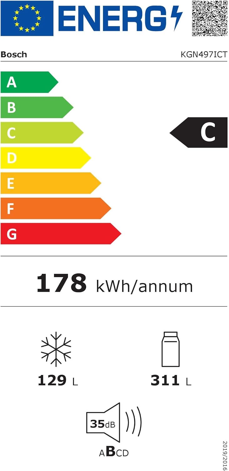 Bosch - combiné Série 4 - 203x70 cm - 440L inox anti-traces KGN497ICT