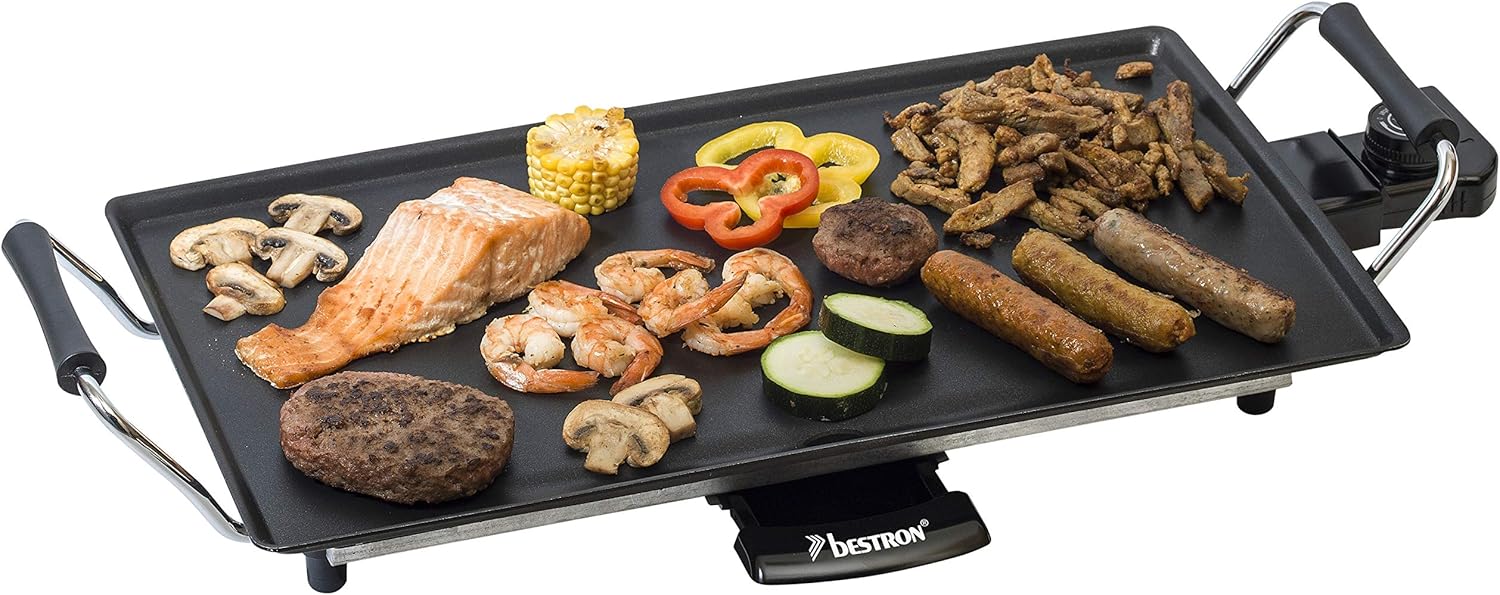 Bestron - Plancha électrique - 4 pers. - Température réglable, anti-adhésif
