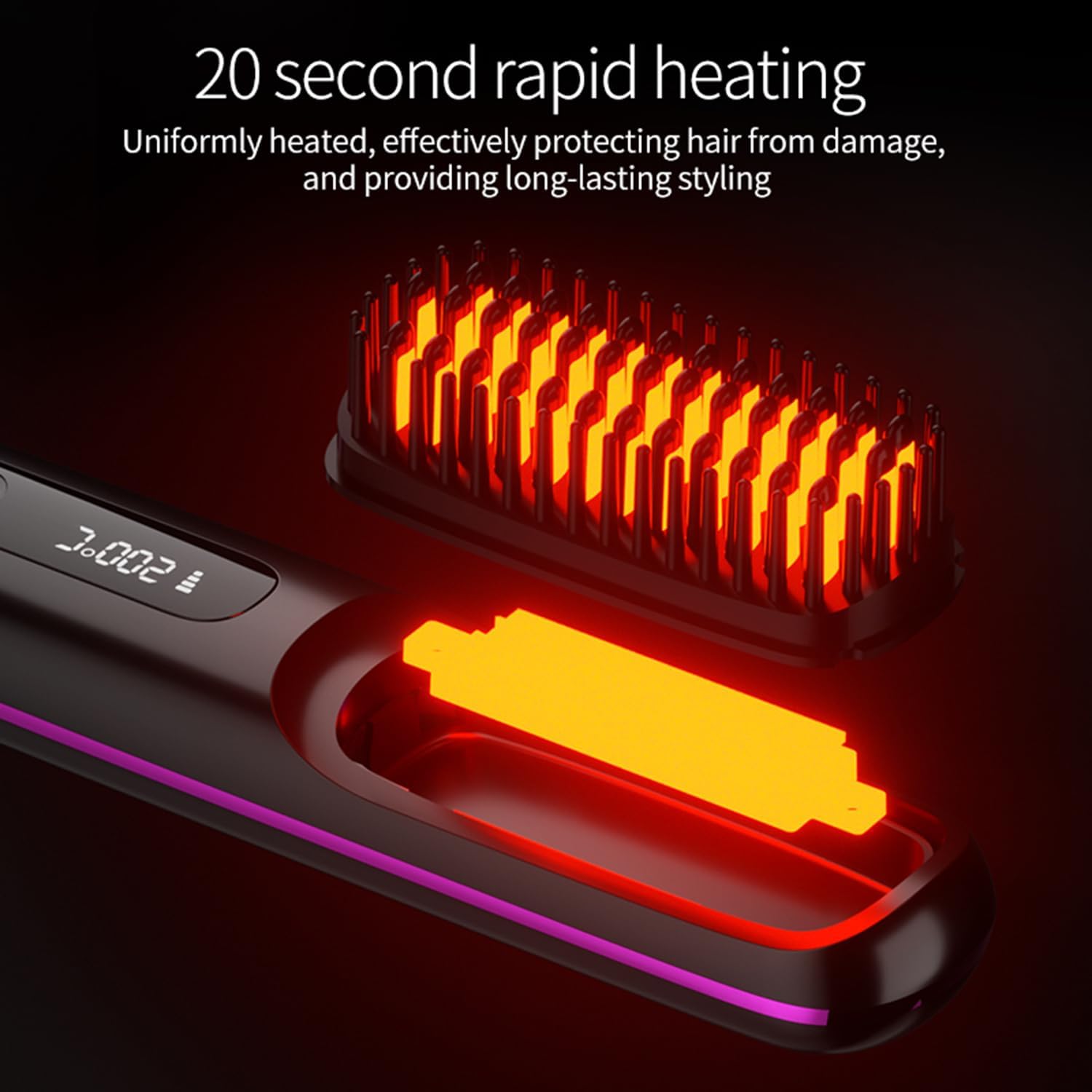 Go Brush Pro - Mini brosse à lisser sans fil, 2000mAh, écran LCD