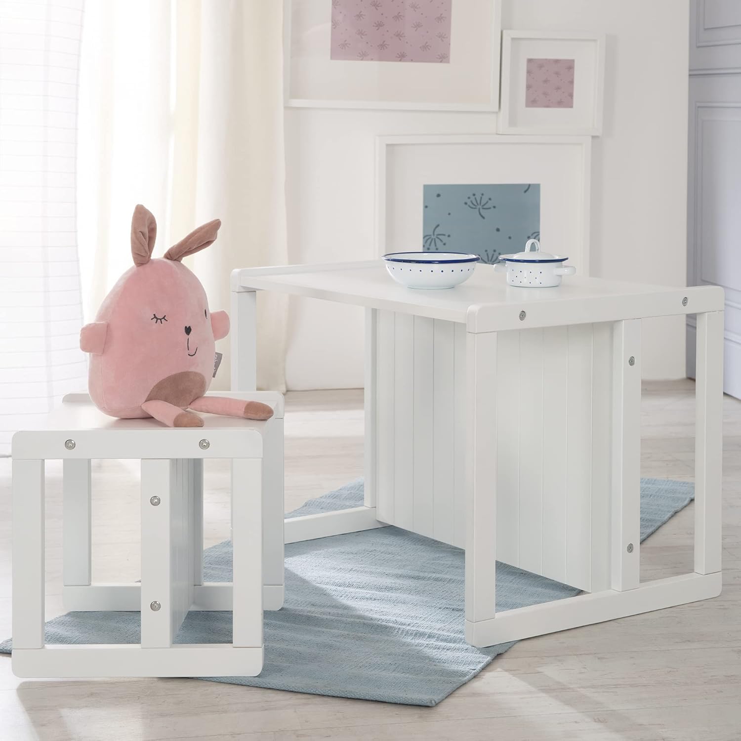 Roba - Banc Enfant 2en1 ajustable, bois, 57x44cm, table/bureau, 60kg