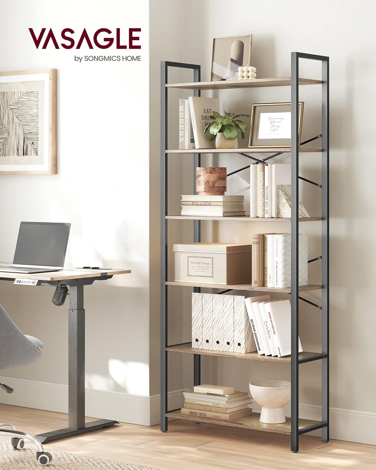 VASAGLE - étagère industrielle 6 niveaux - 30x80x186 cm - rangement robuste LLS082B48