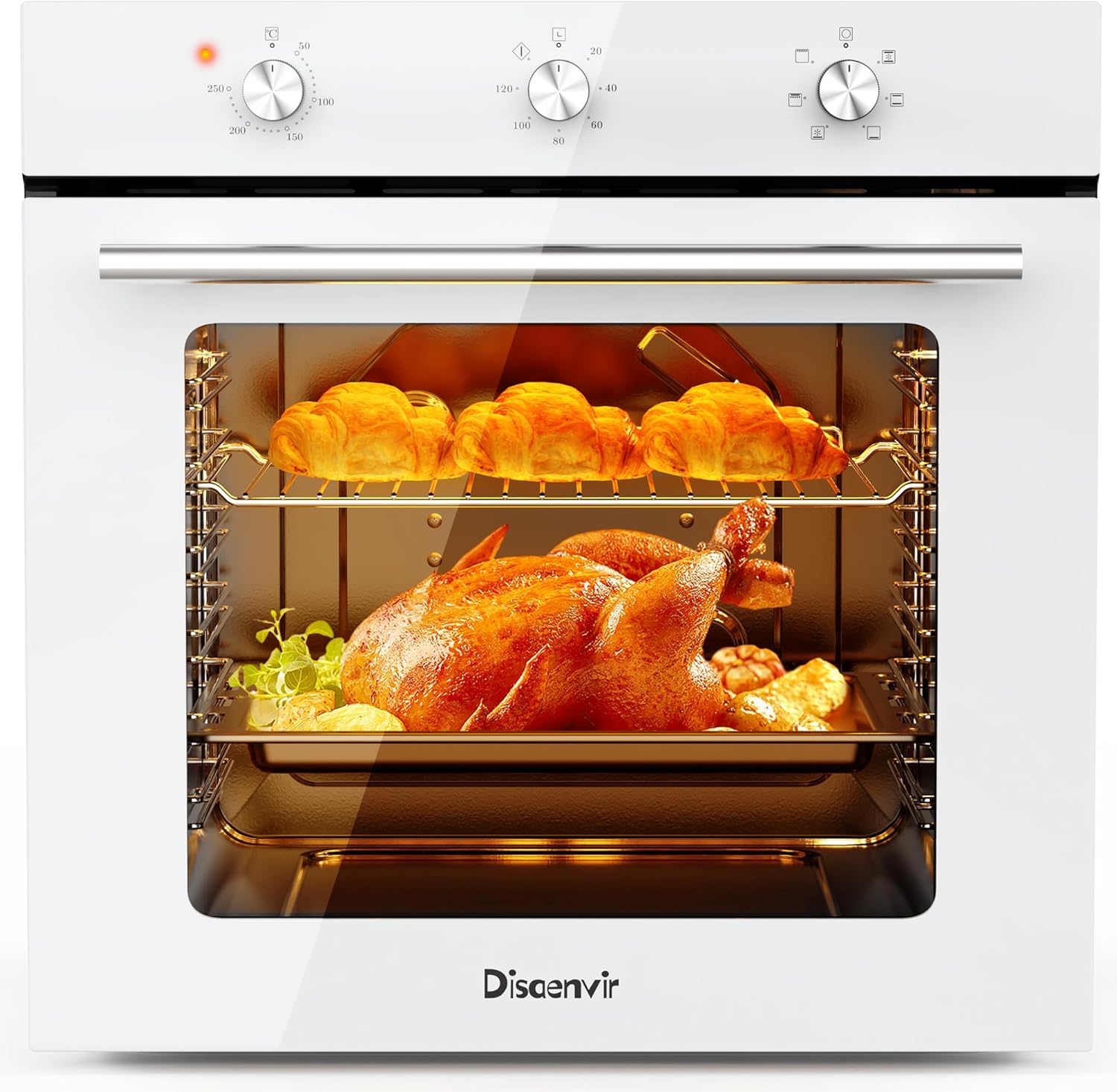 Fourneau intégré - 60 cm, 60L, 2,2kW, 6 fonctions, minuterie, grill