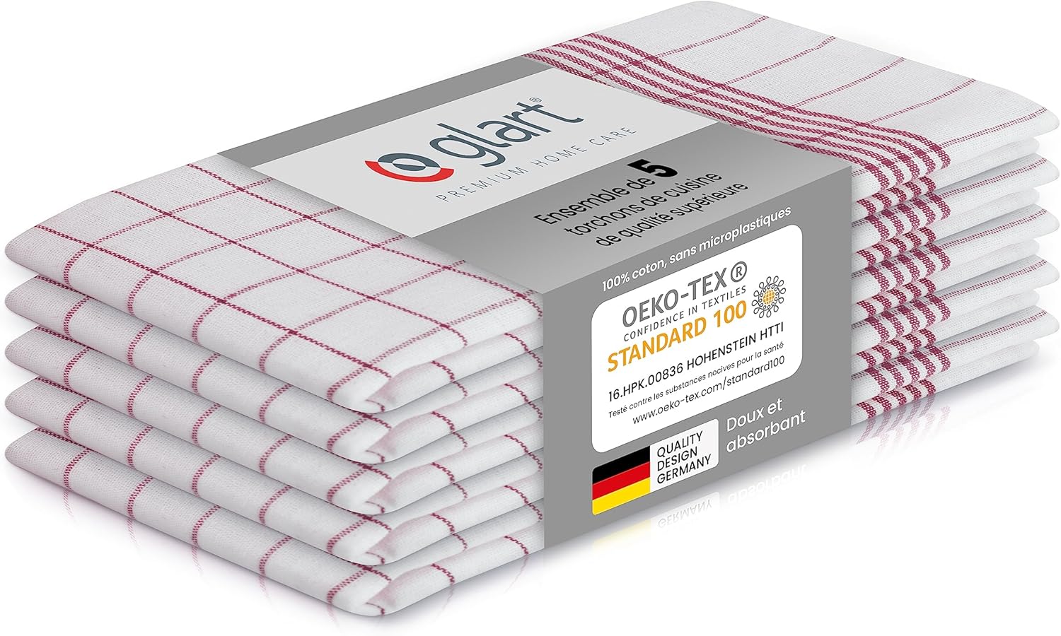 Glart - set de torchons 50x70 cm, coton, absorbant, crochet, 48KR1