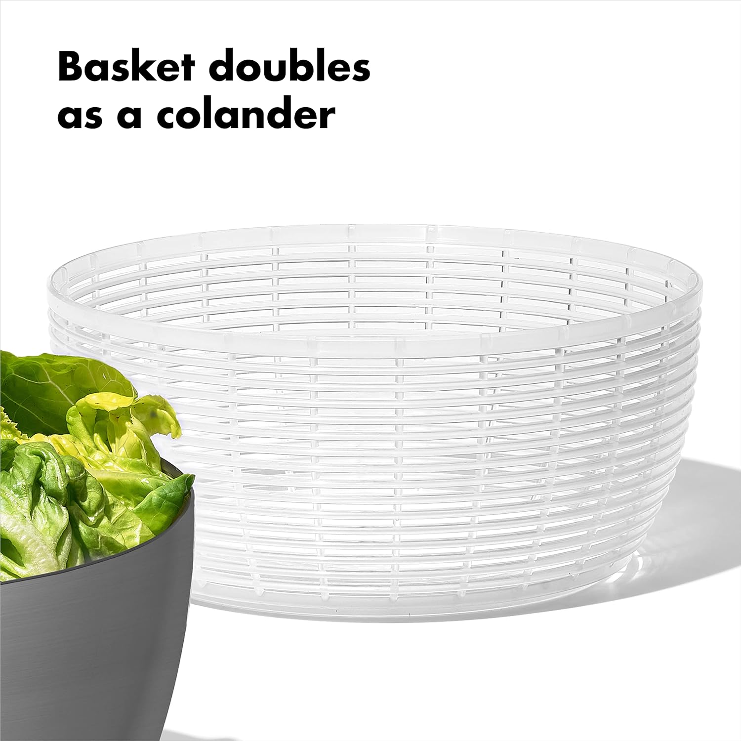 Oxo - Essoreuse à salade inox - grande capacité, poignée antidérapante - 1071497