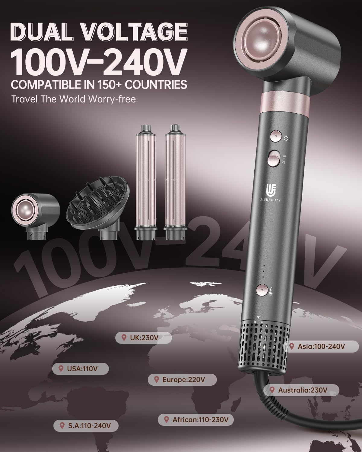 webeauty – Double Tension série – 1400W – boucleur auto, ions négatifs, 110000TR/Min